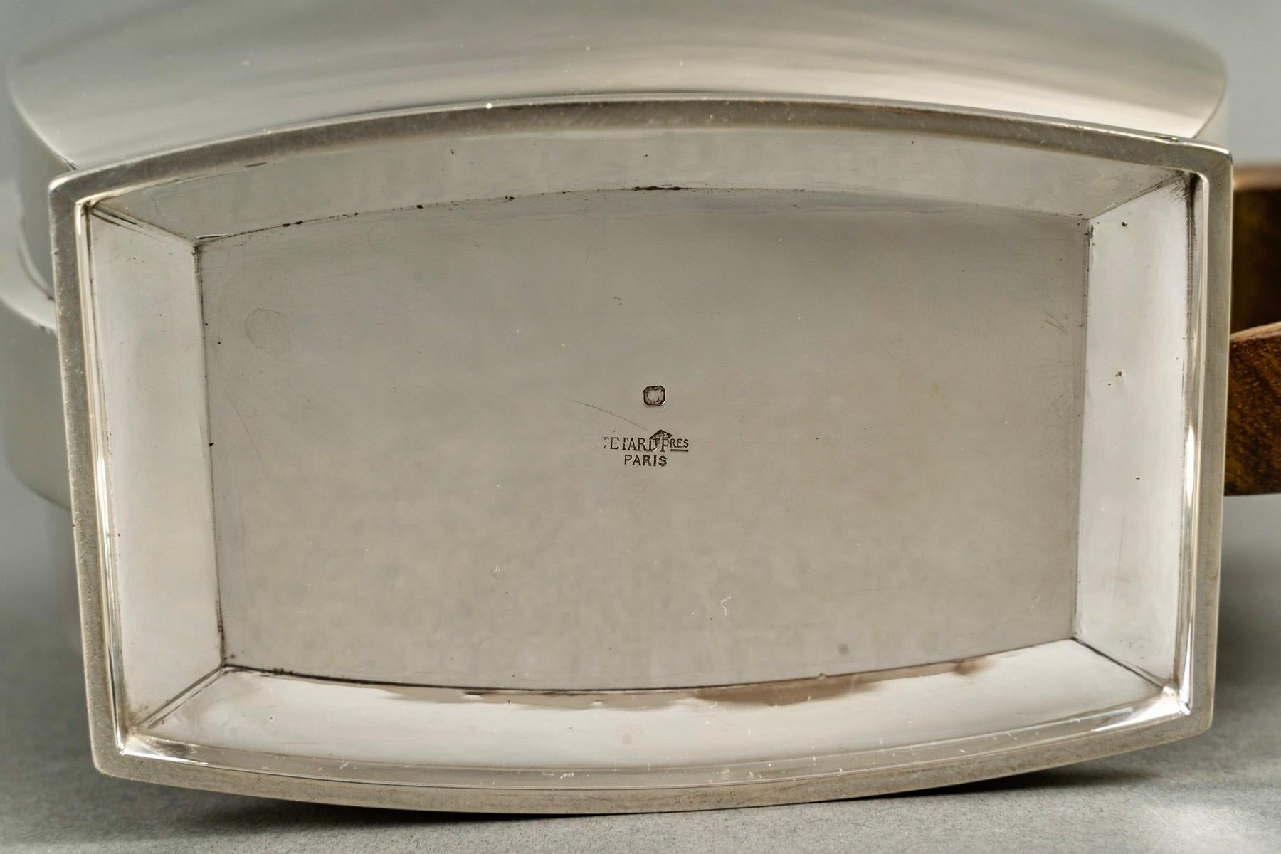 1935 Tetard Frères - Servizio da tè e caffè in argento e palissandro in vendita 9