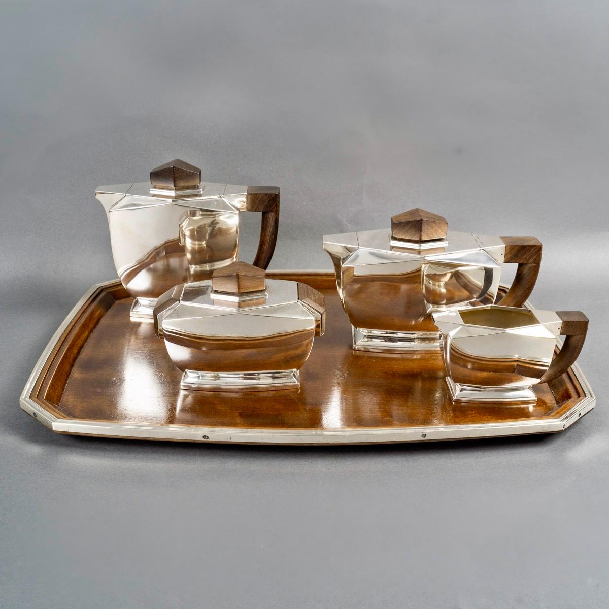 1935 Tetard Frères - Servizio da tè e caffè in argento e palissandro In condizioni buone in vendita a Boulogne Billancourt, FR