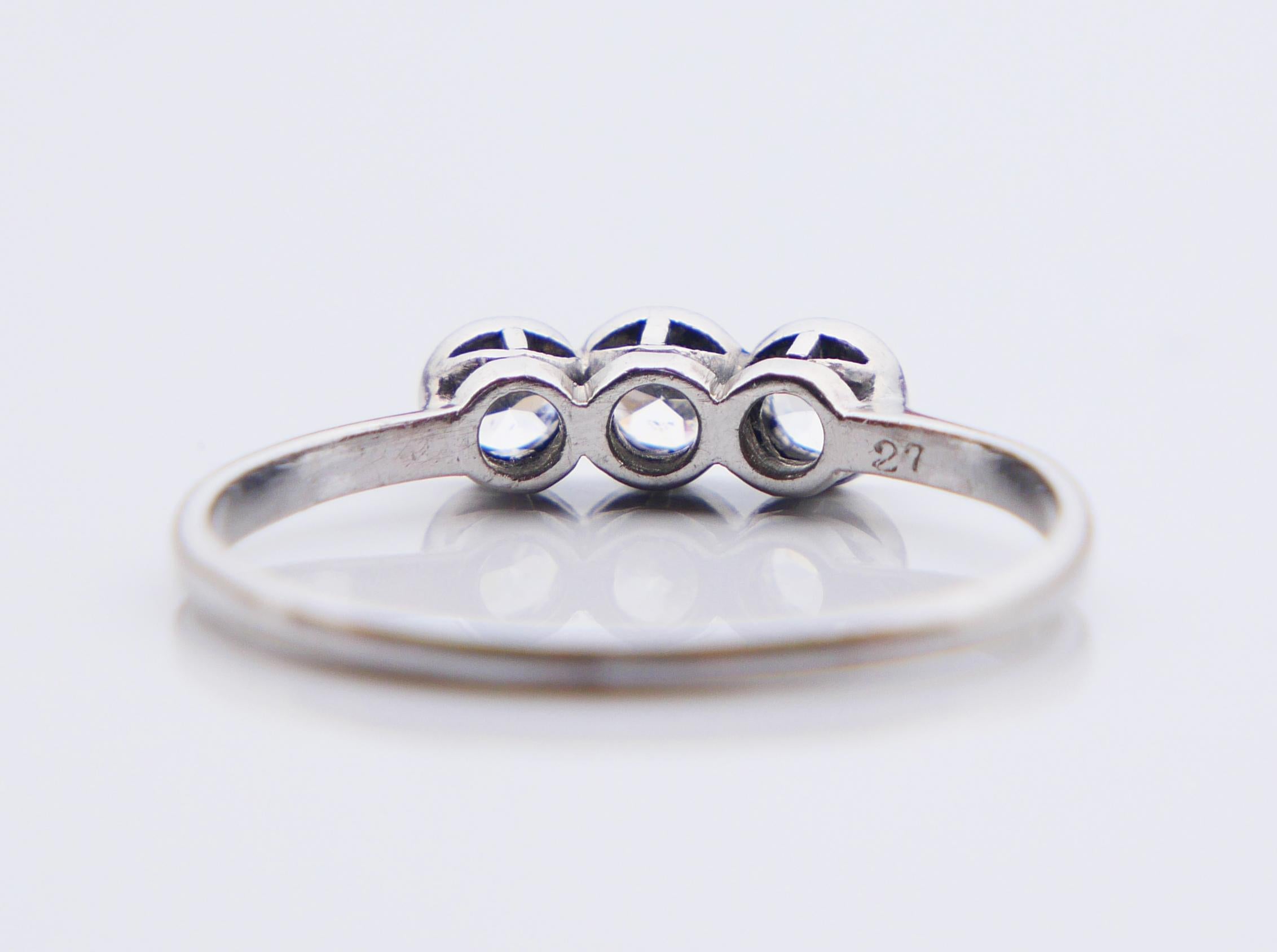 1935 Drei 0.45ctw Diamanten Ring massiv Platin Ø 6.5US / 1.8gr 3