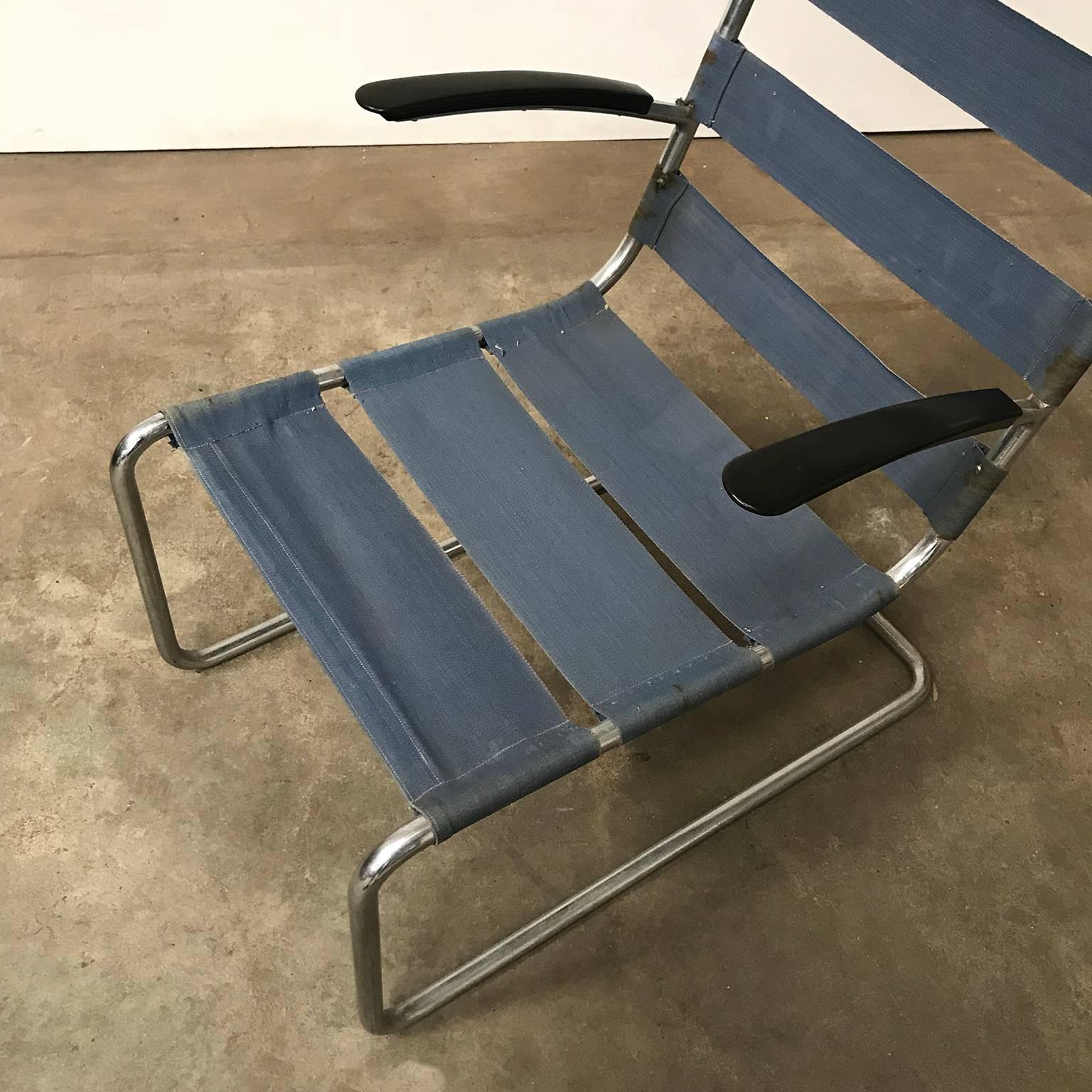 1935, W.H. Gispen pour Gispen, fauteuil d'avant-guerre 411 sans coussins en vente 9
