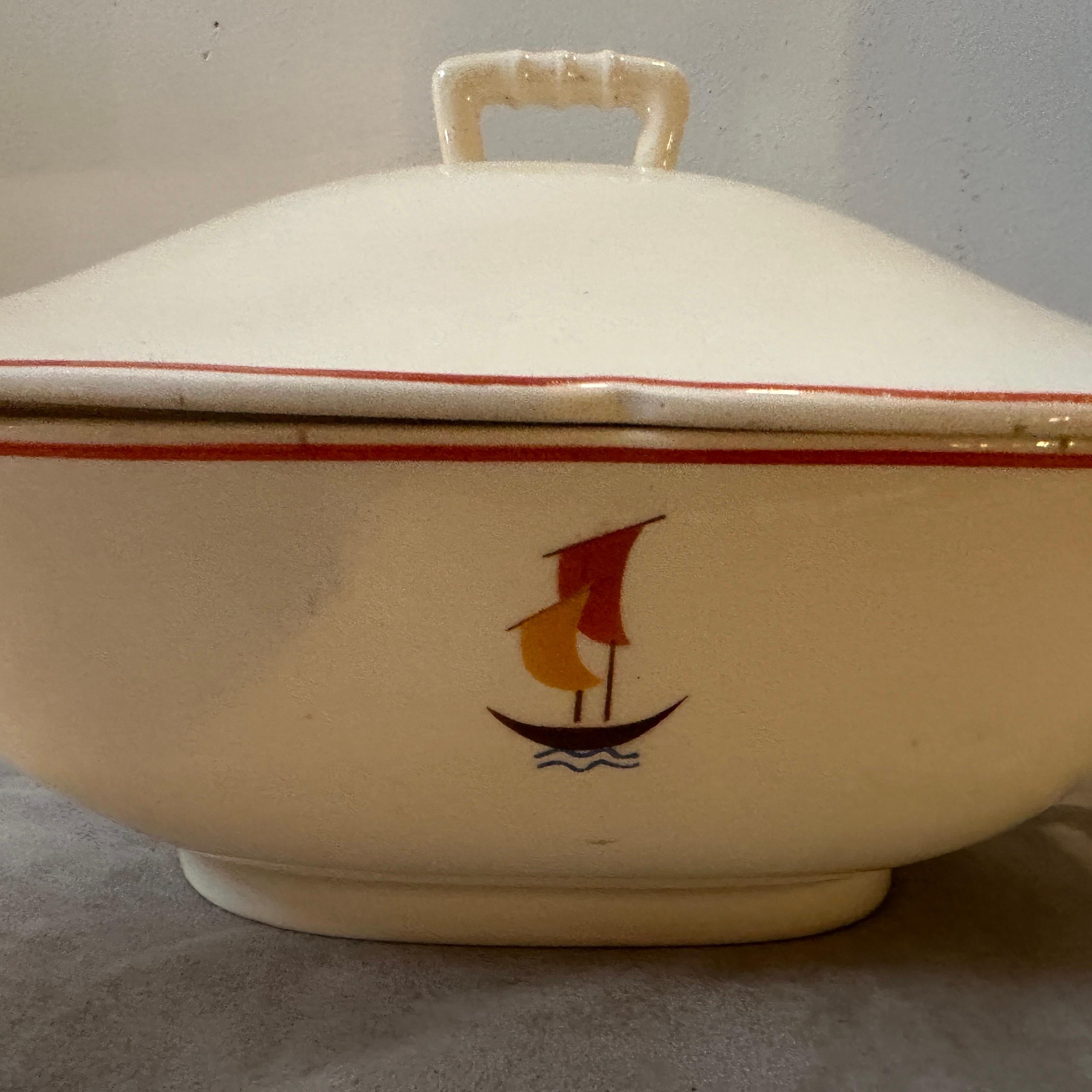 Italian 1935s Art Deco Ceramic Soup Tureen by Gio Ponti for S.C. Richard  For Sale