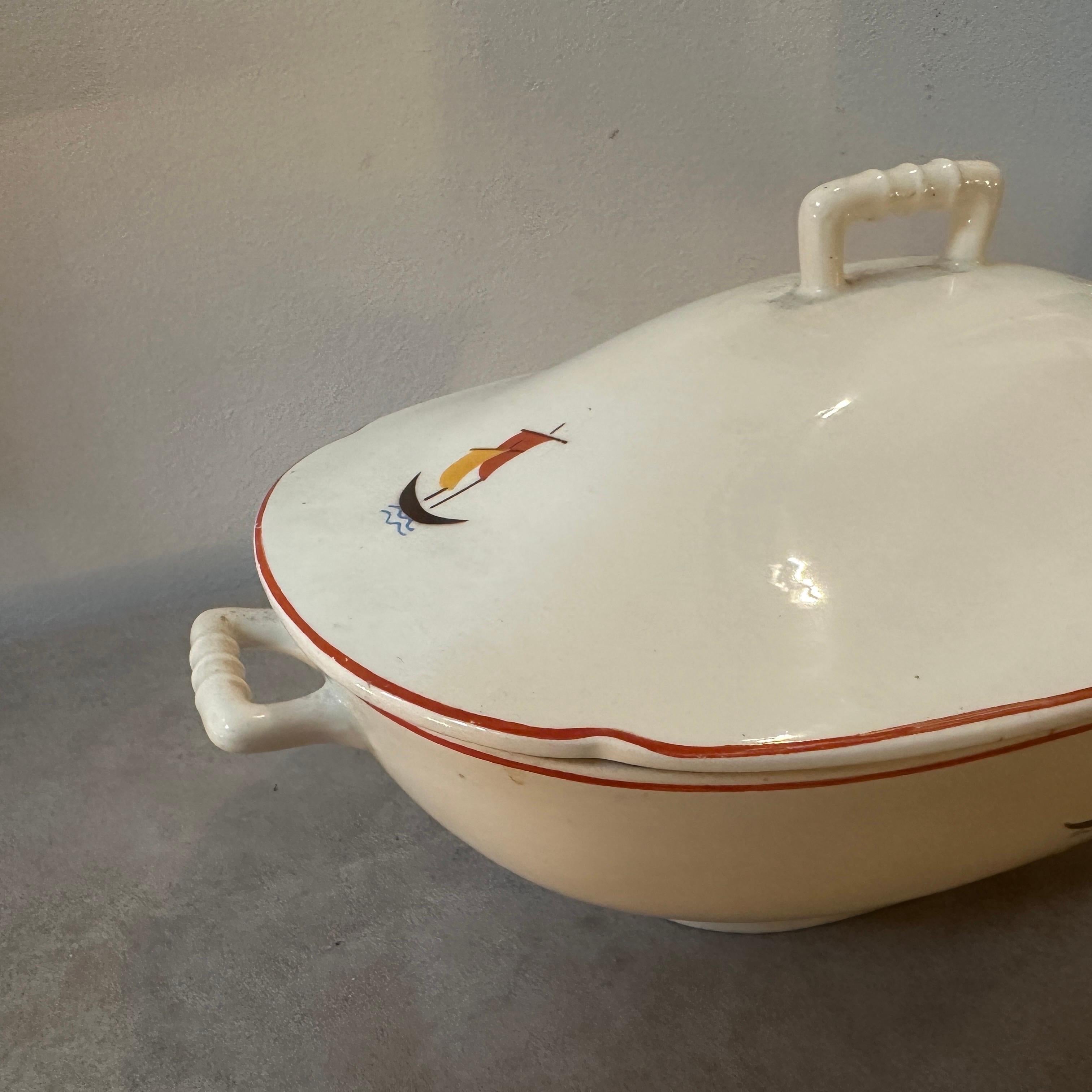 20th Century 1935s Art Deco Ceramic Soup Tureen by Gio Ponti for S.C. Richard  For Sale