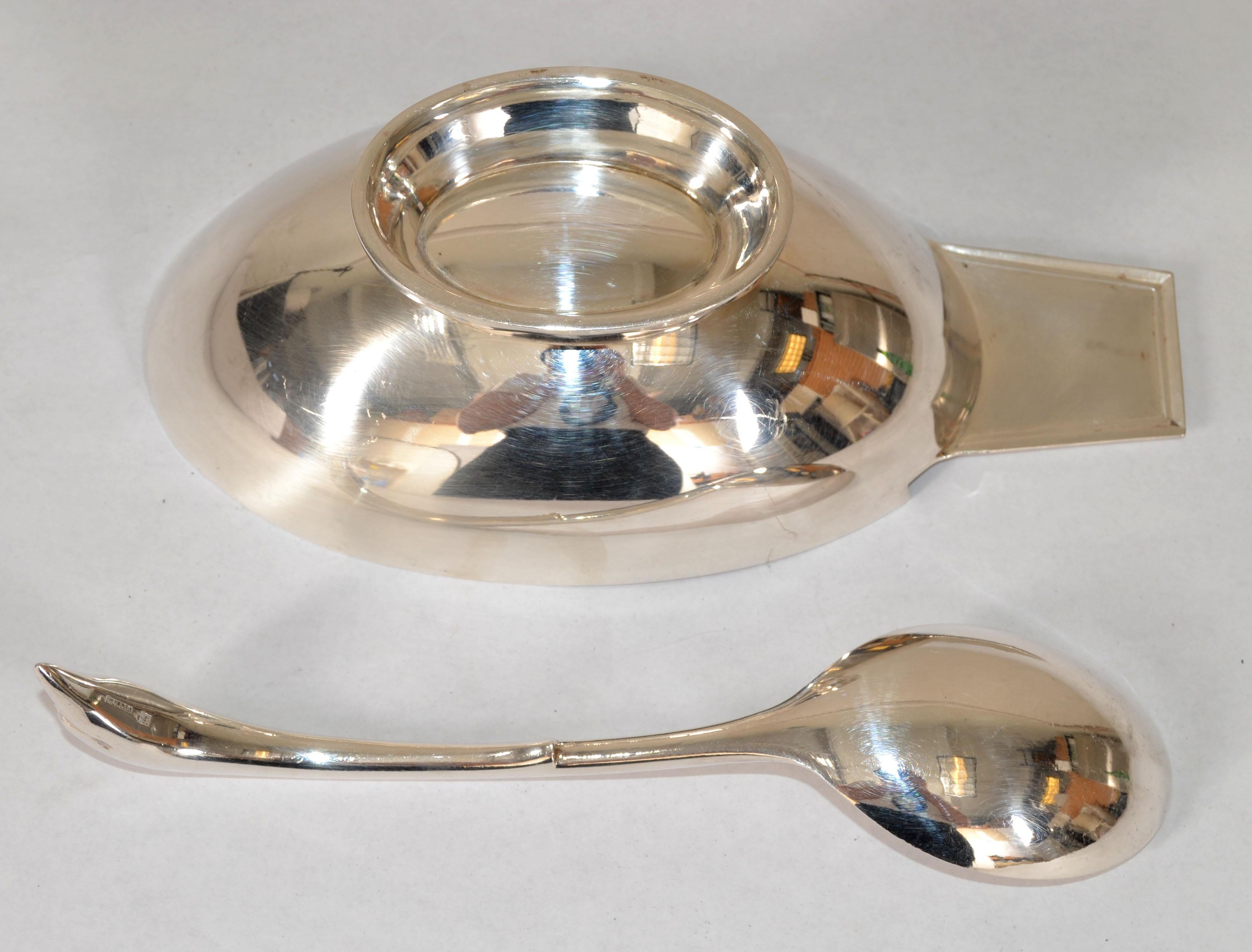 1935s Christofle France Gallia Silver Plate Sauceboat & Swan Ladle Art Deco For Sale 7