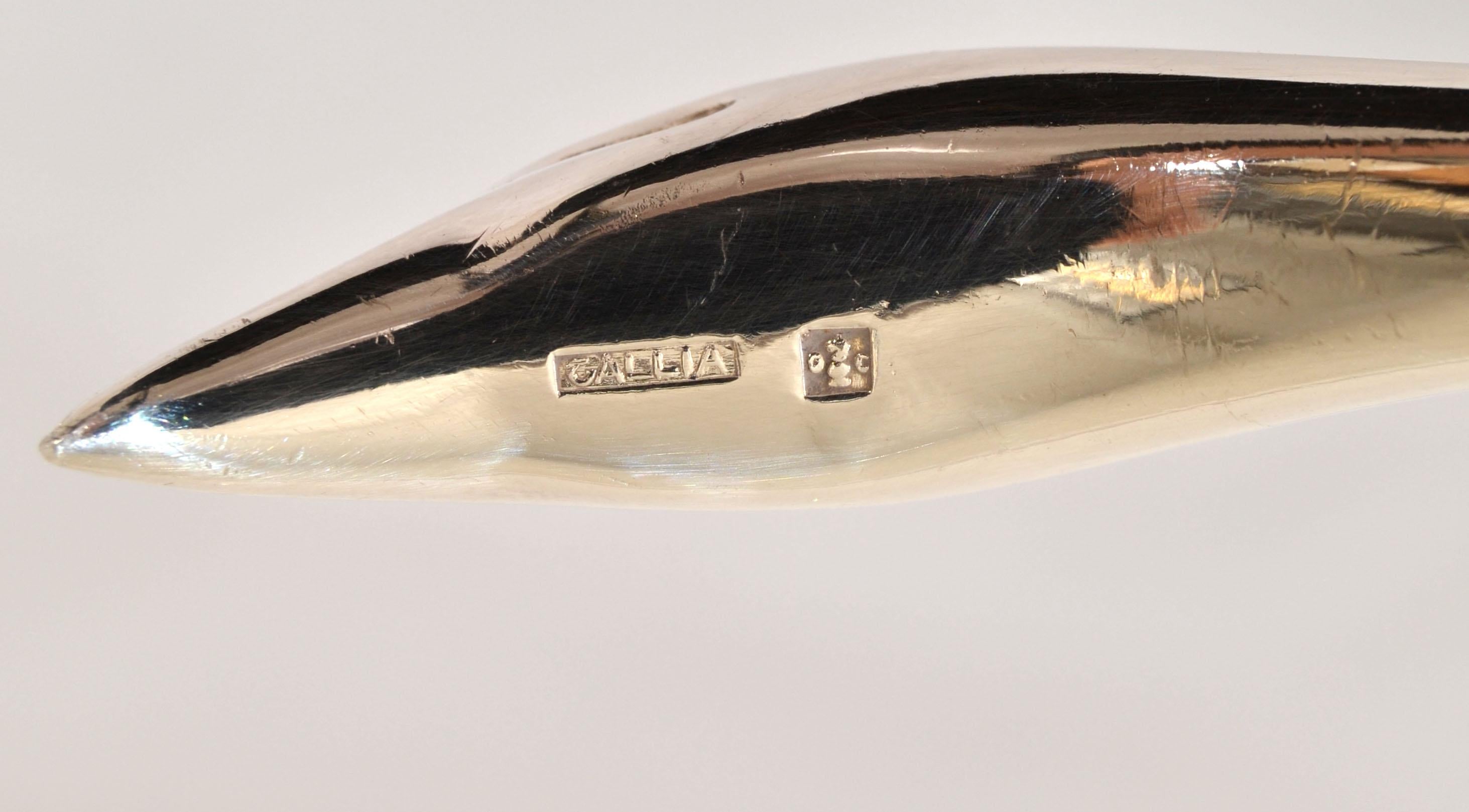1935s Christofle France Gallia Silver Plate Sauceboat & Swan Ladle Art Deco For Sale 9