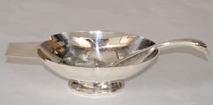 1935er Christofle Frankreich Gallia Silver Plate Sauceboat & Swan Schöpflöffel Art Deco