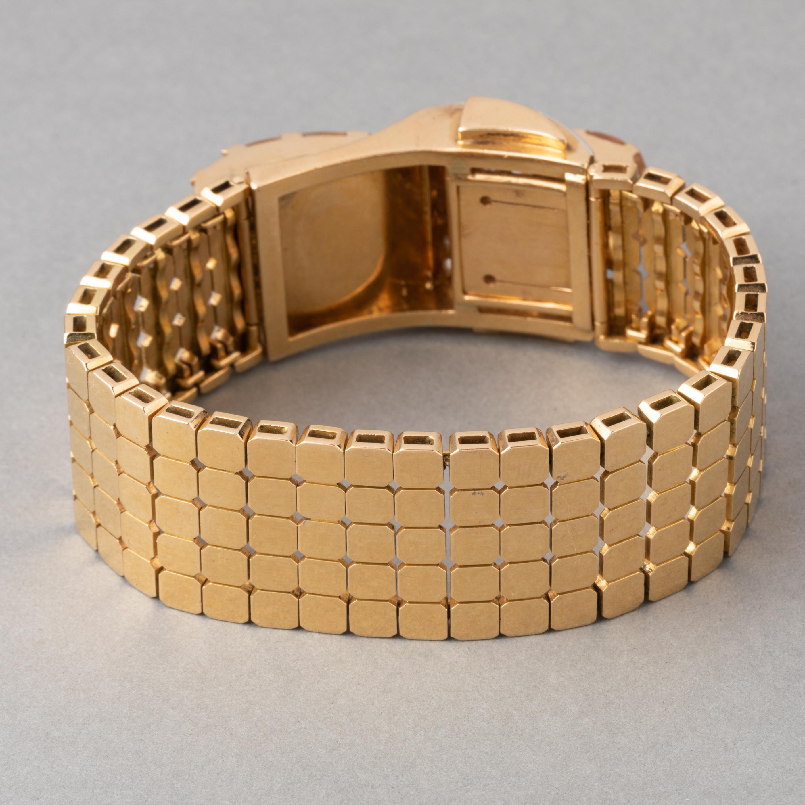 1935 Gold Diamonds and Citrines Bracelet In Good Condition For Sale In Saint-Ouen, FR