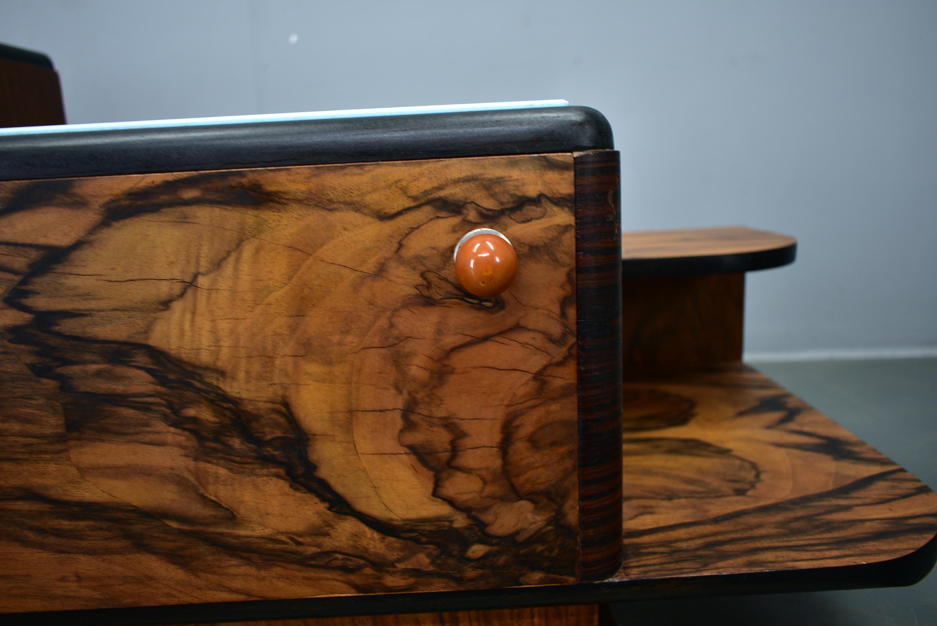 Mid-20th Century 1935s Pair of Art Deco Bedside Tables, Czechoslovakia For Sale