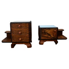 1935s Pair of Art Deco Bedside Tables, Czechoslovakia