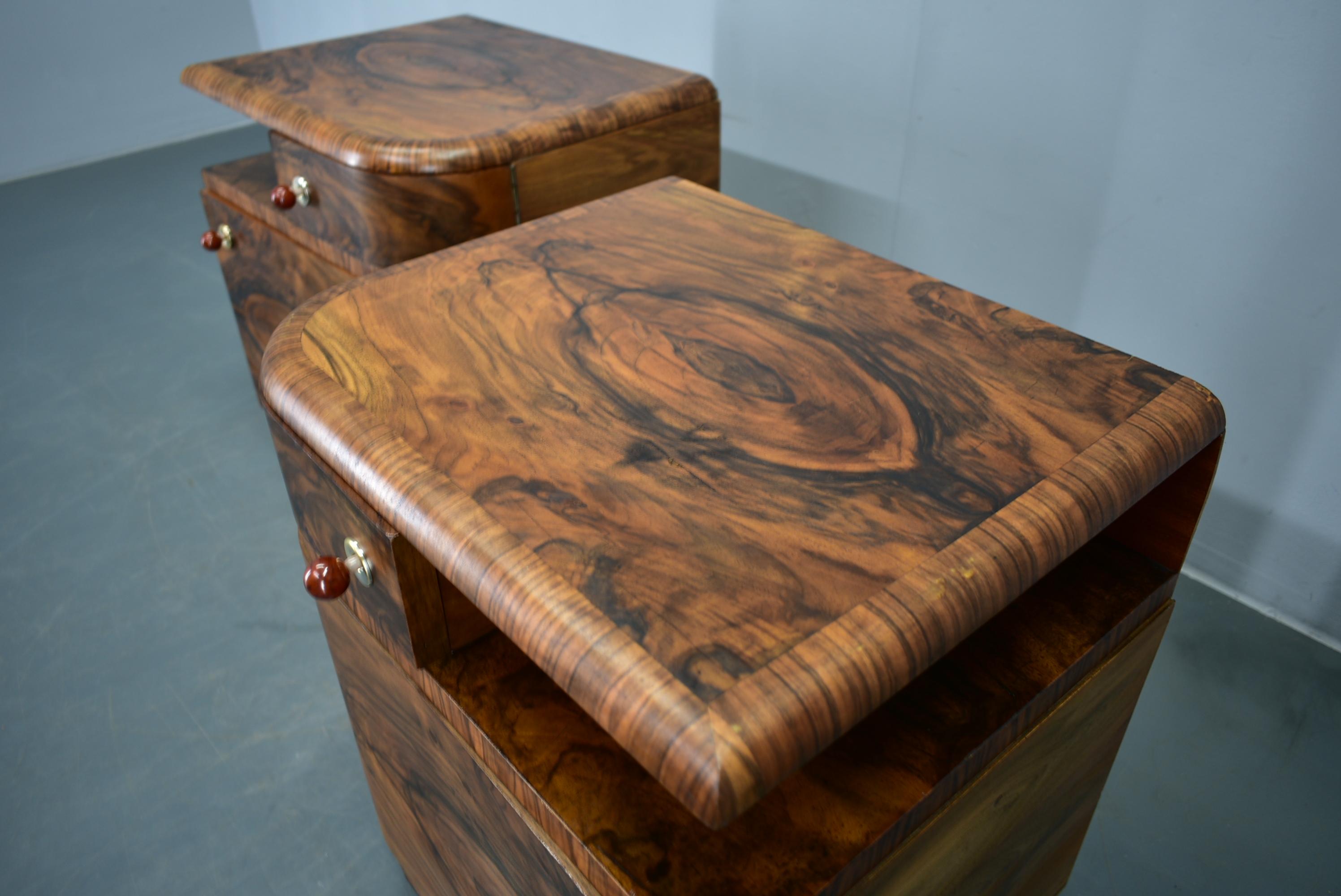 1935s Pair of Rare Art Deco Bedside Tables, Czechoslovakia 5