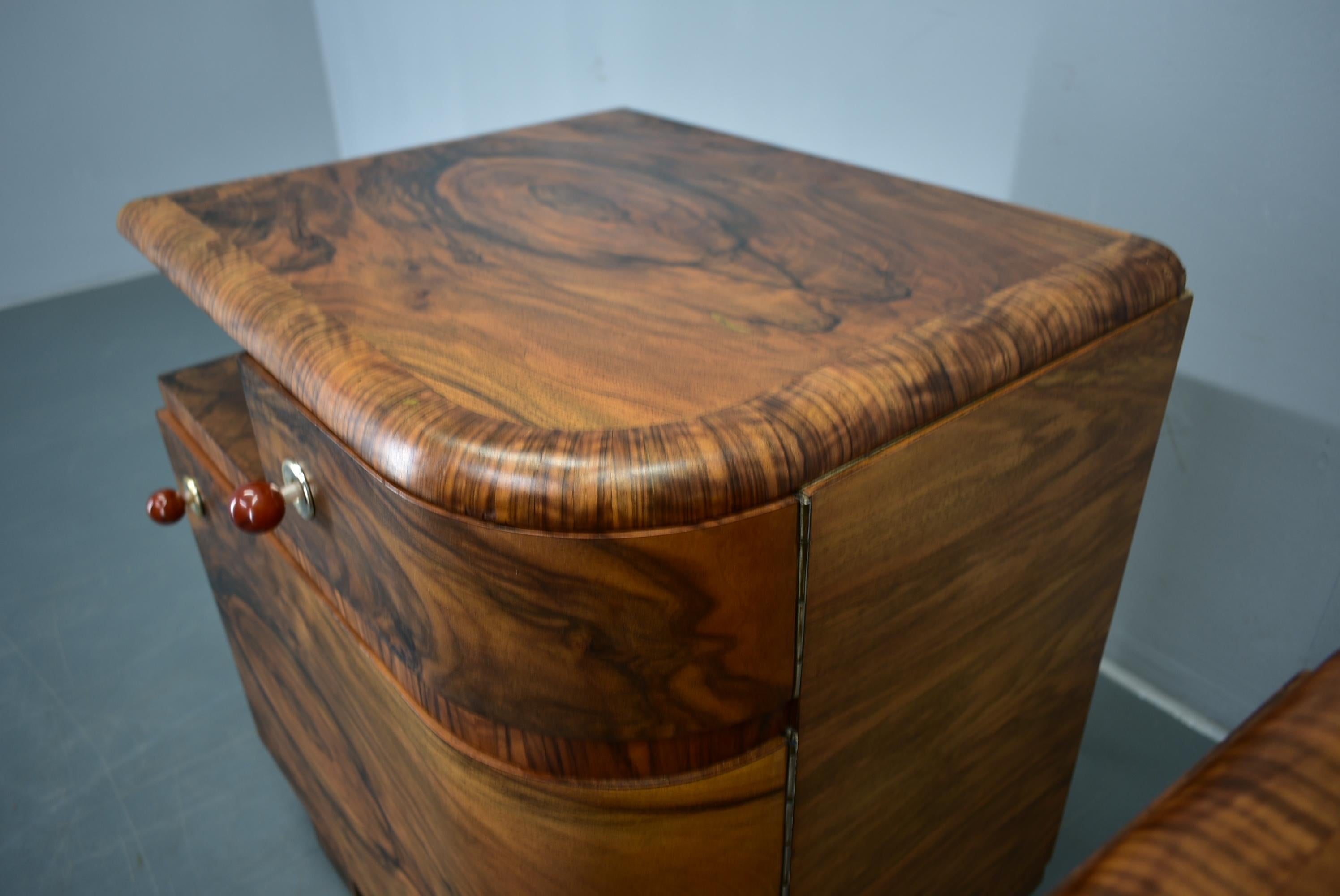 1935s Pair of Rare Art Deco Bedside Tables, Czechoslovakia 6