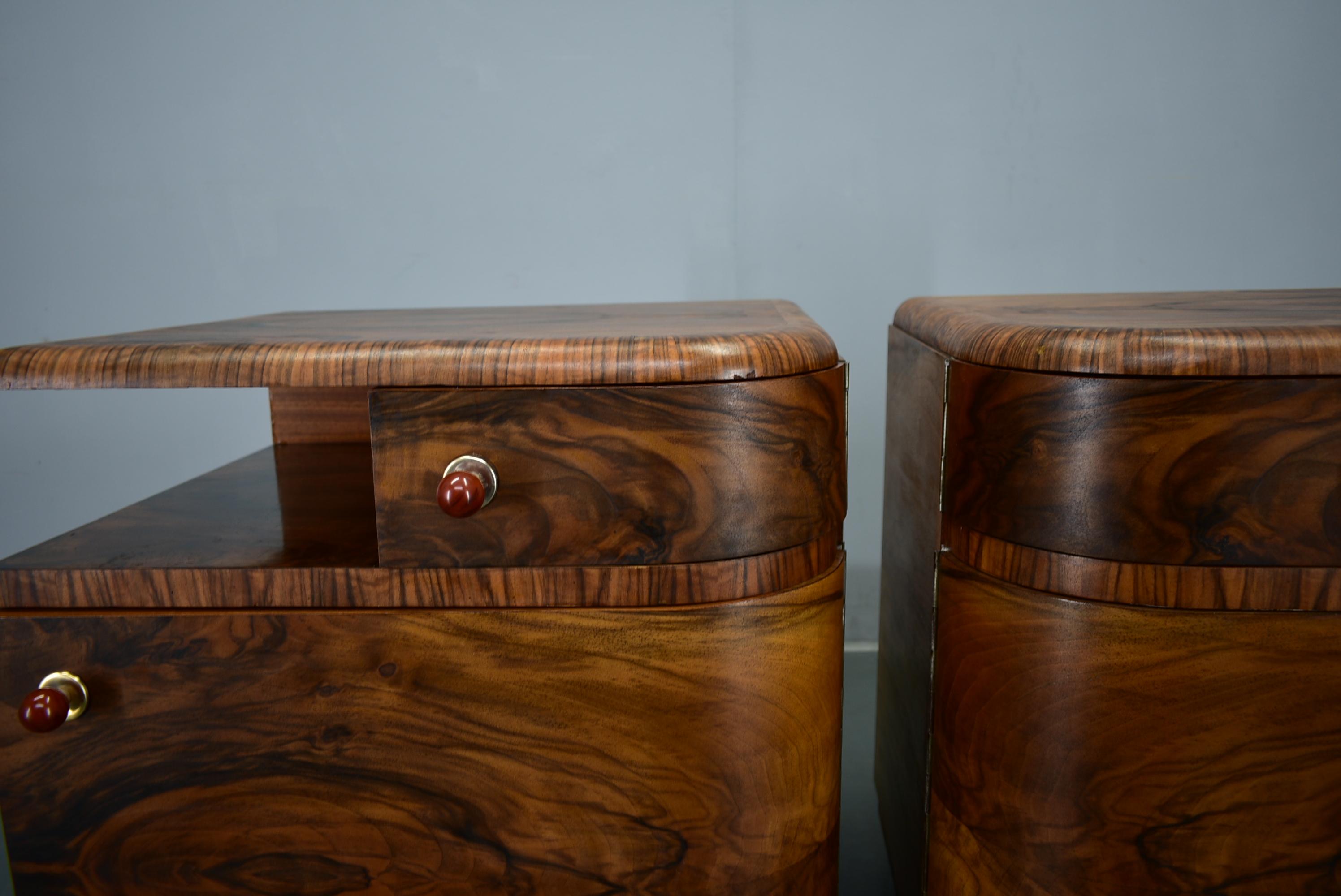 1935s Pair of Rare Art Deco Bedside Tables, Czechoslovakia 7