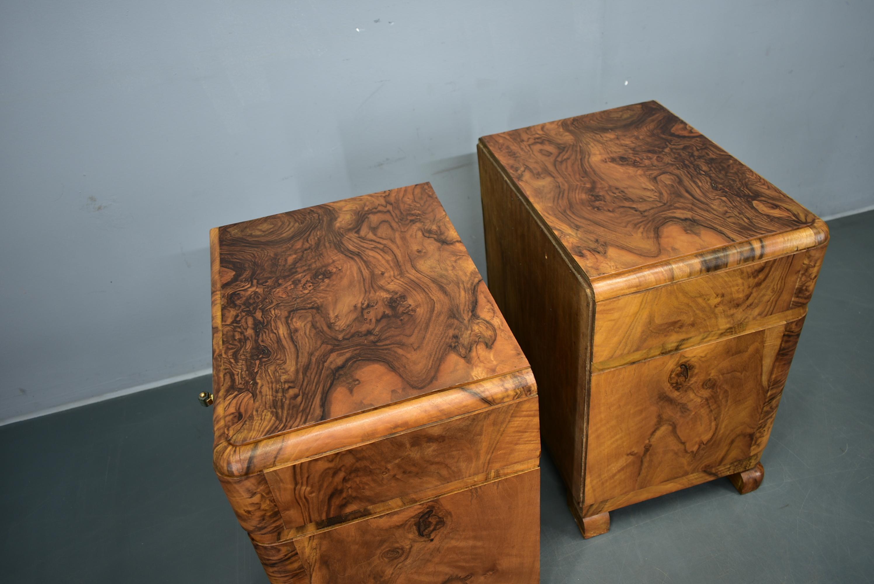 1935s Pair of Rare Art Deco Bedside Tables, Czechoslovakia For Sale 9