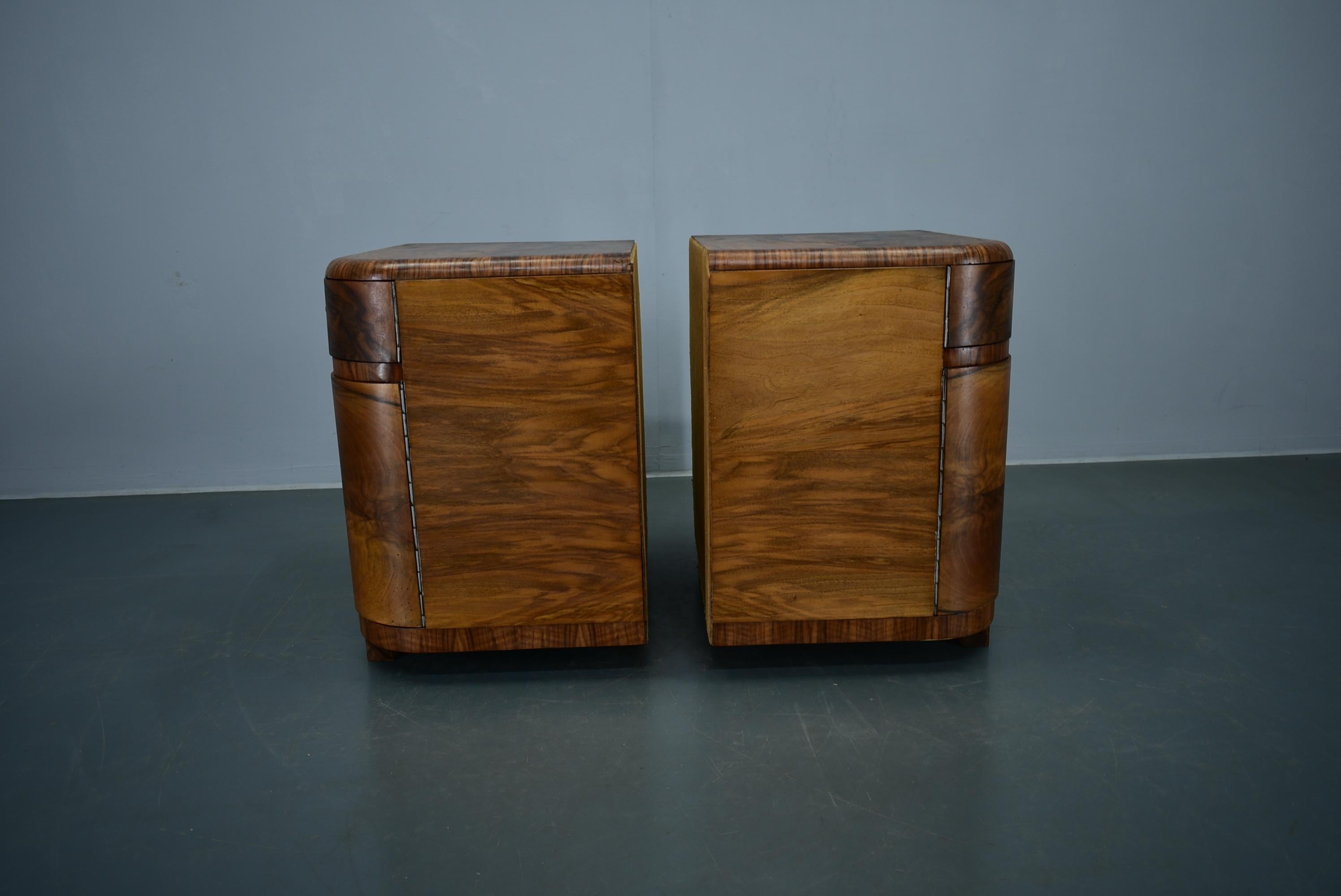 1935s Pair of Rare Art Deco Bedside Tables, Czechoslovakia 10