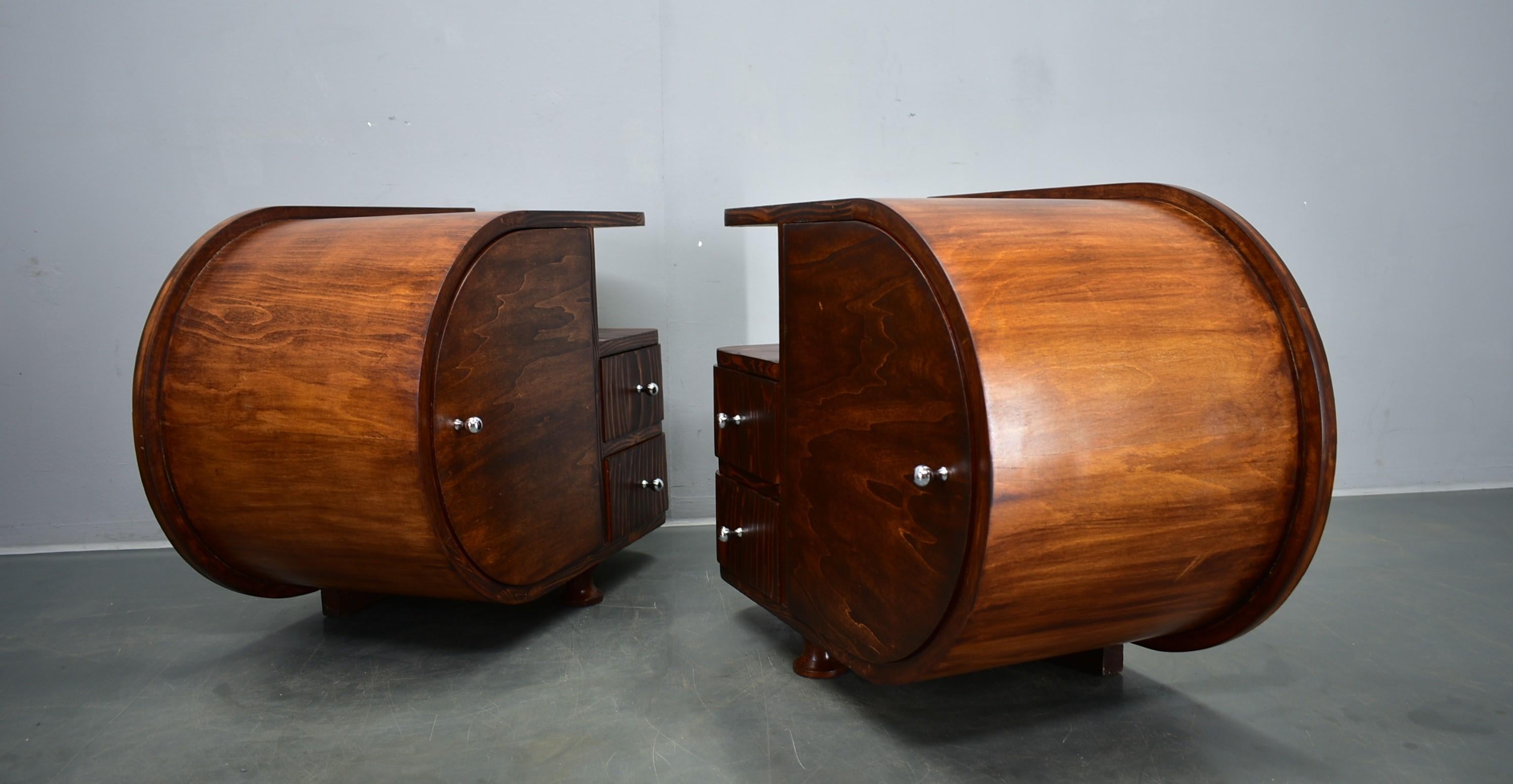 1935s Pair of Rare Art Deco Bedside Tables, Czechoslovakia For Sale 11