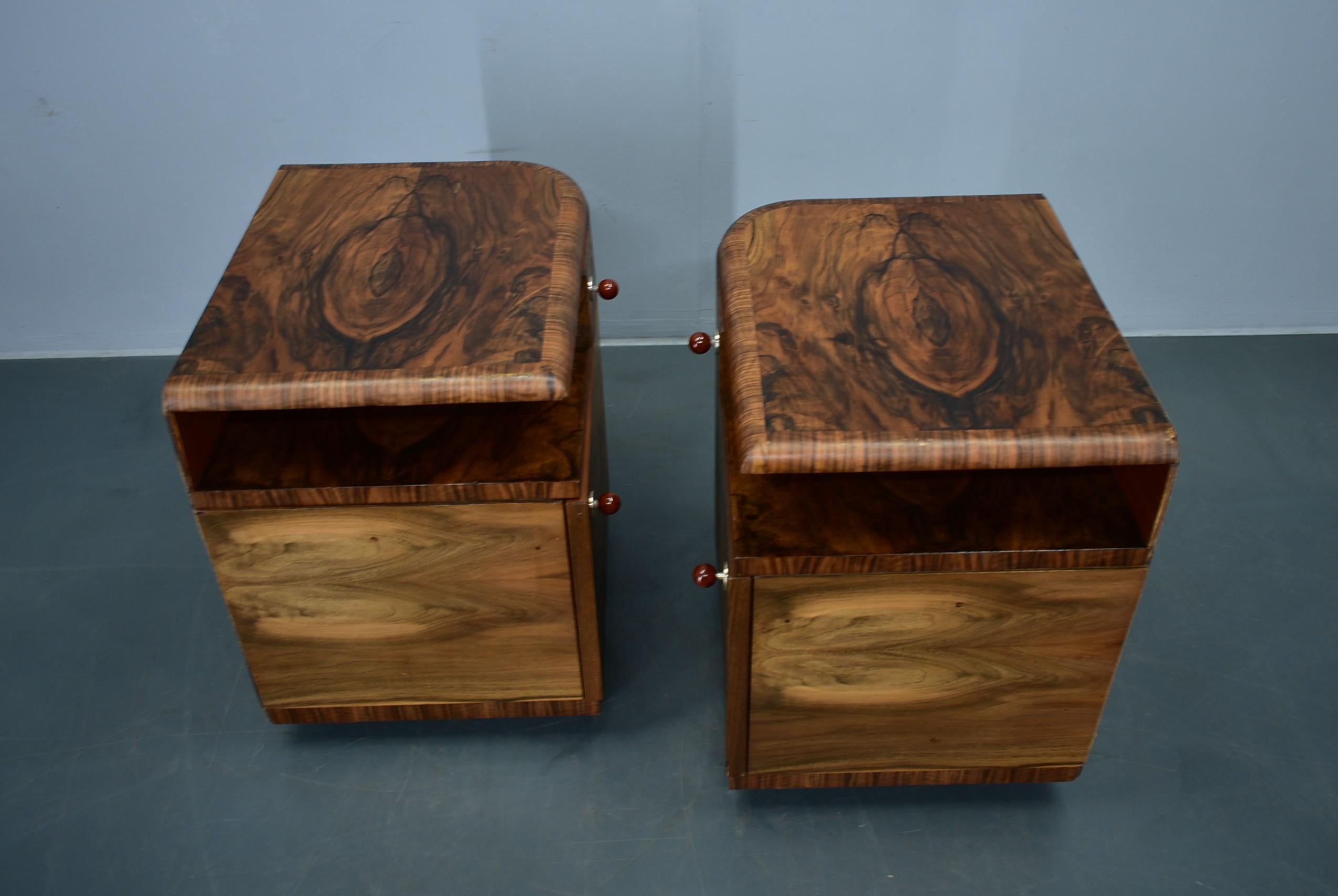 1935s Pair of Rare Art Deco Bedside Tables, Czechoslovakia 13