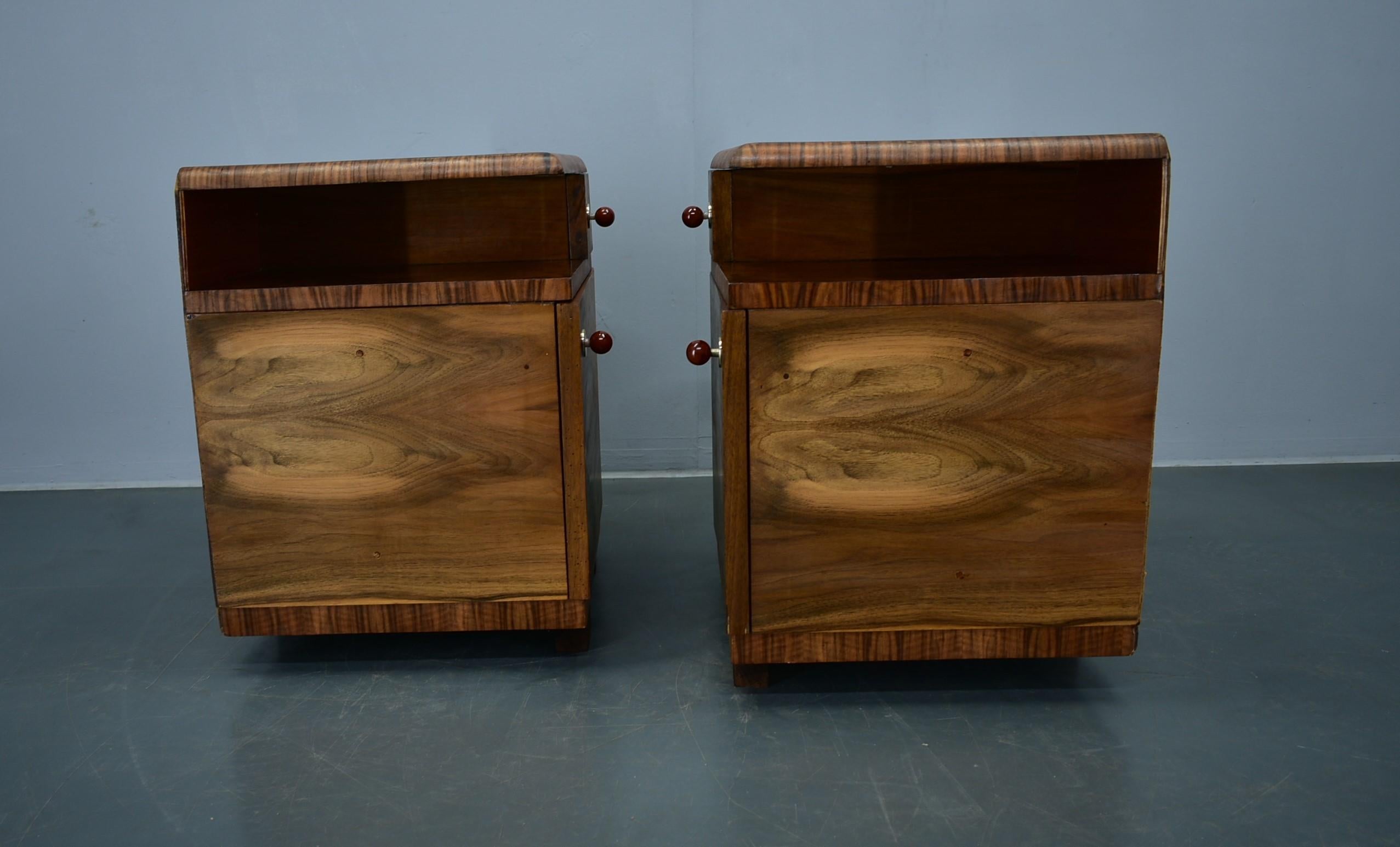 1935s Pair of Rare Art Deco Bedside Tables, Czechoslovakia 14