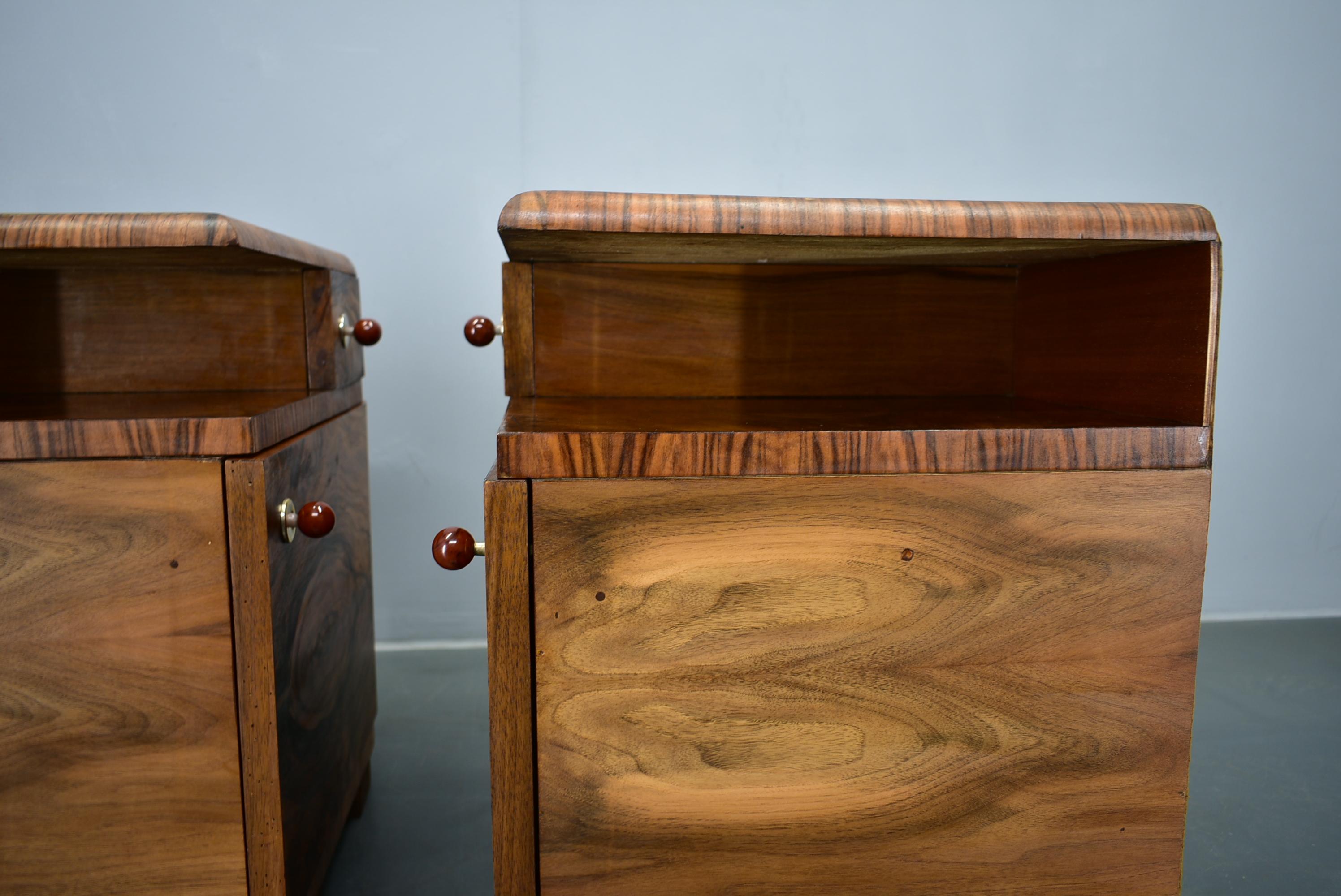 1935s Pair of Rare Art Deco Bedside Tables, Czechoslovakia 15