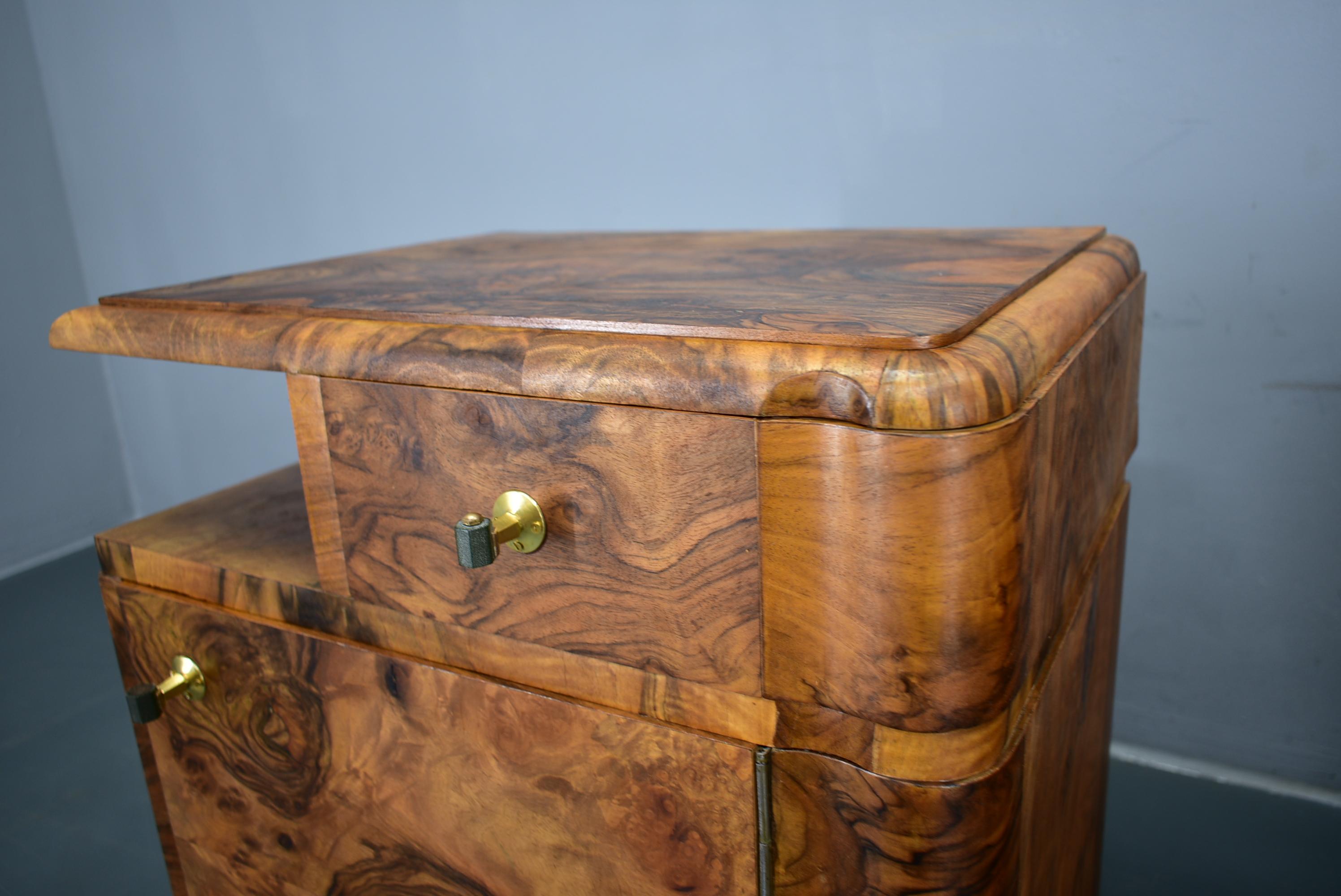 1935s Pair of Rare Art Deco Bedside Tables, Czechoslovakia For Sale 2