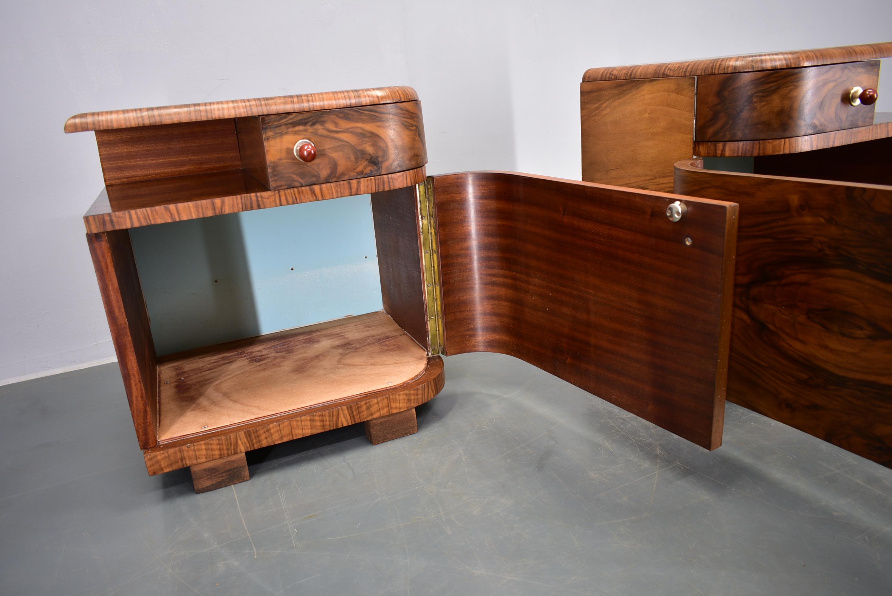 1935s Pair of Rare Art Deco Bedside Tables, Czechoslovakia 3