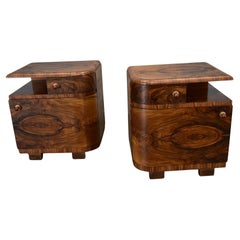 1935s Pair of Rare Art Deco Bedside Tables, Czechoslovakia