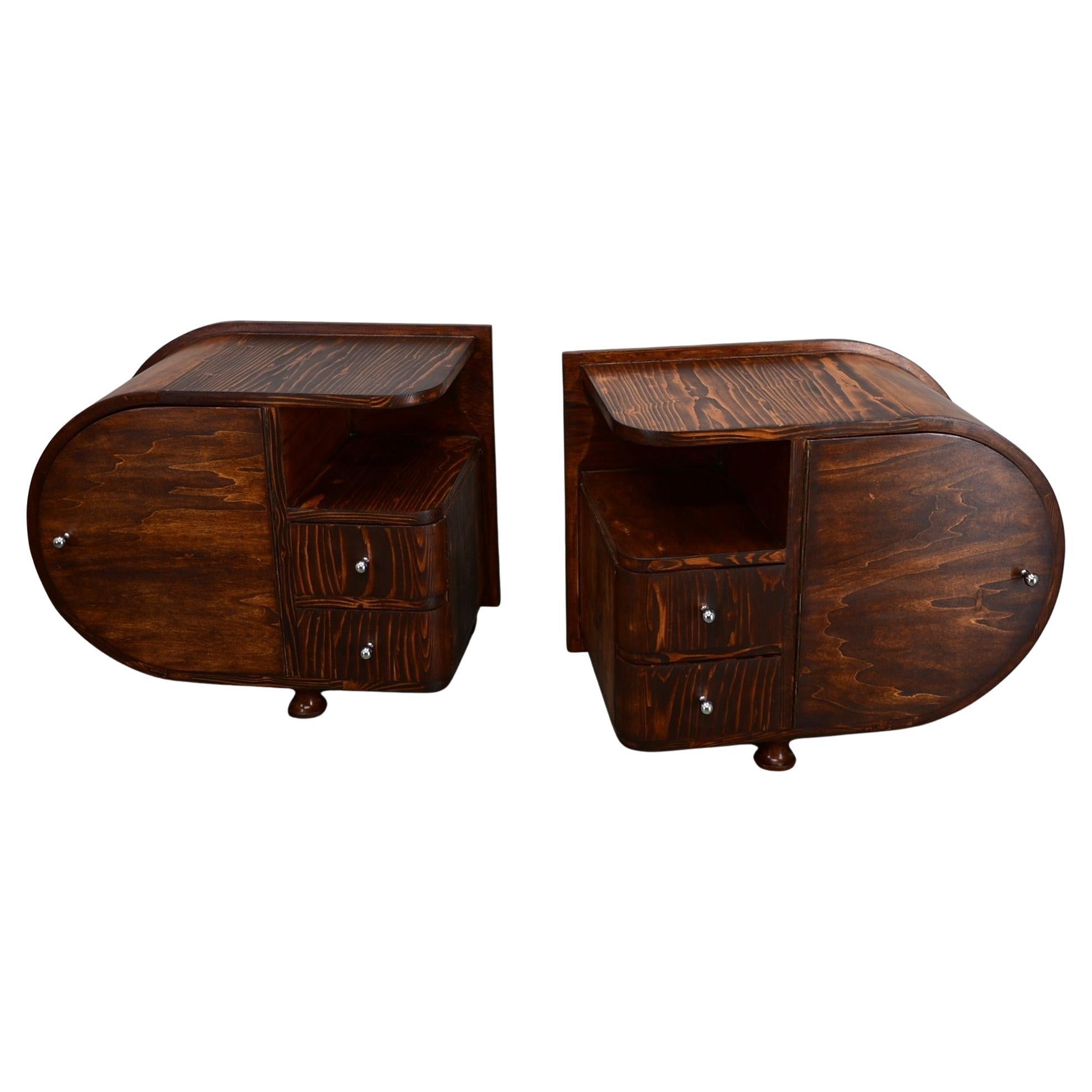 Paire de rares tables de chevet Art déco des années 1935, Tchécoslovaquie