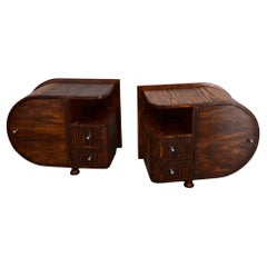 1935s Pair of Rare Art Deco Bedside Tables, Czechoslovakia