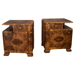 Paire de rares tables de chevet Art déco des années 1935, Tchécoslovaquie