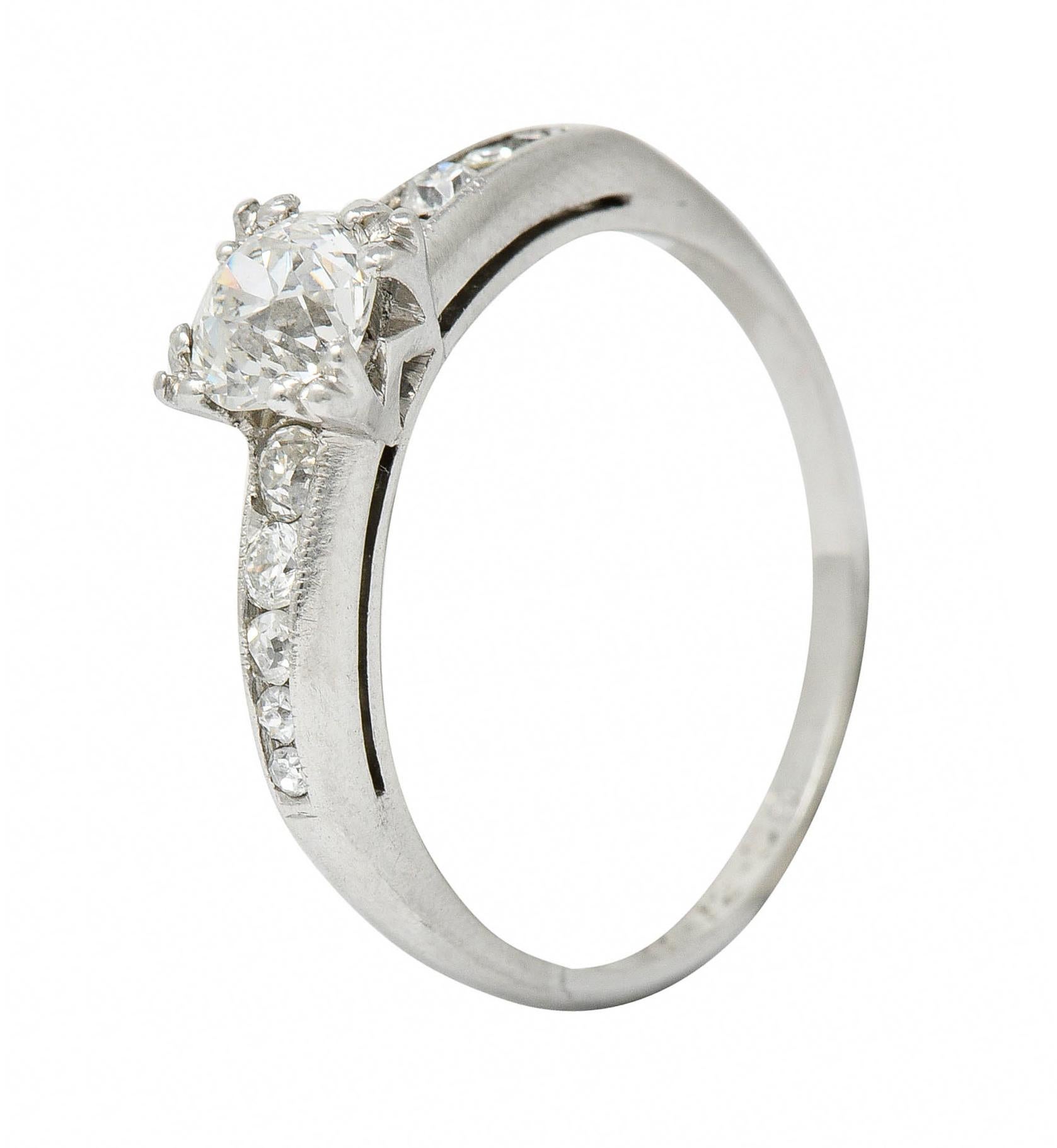 1936 Art Deco 1.34 Carats Old European Diamond Platinum Engagement Ring 5