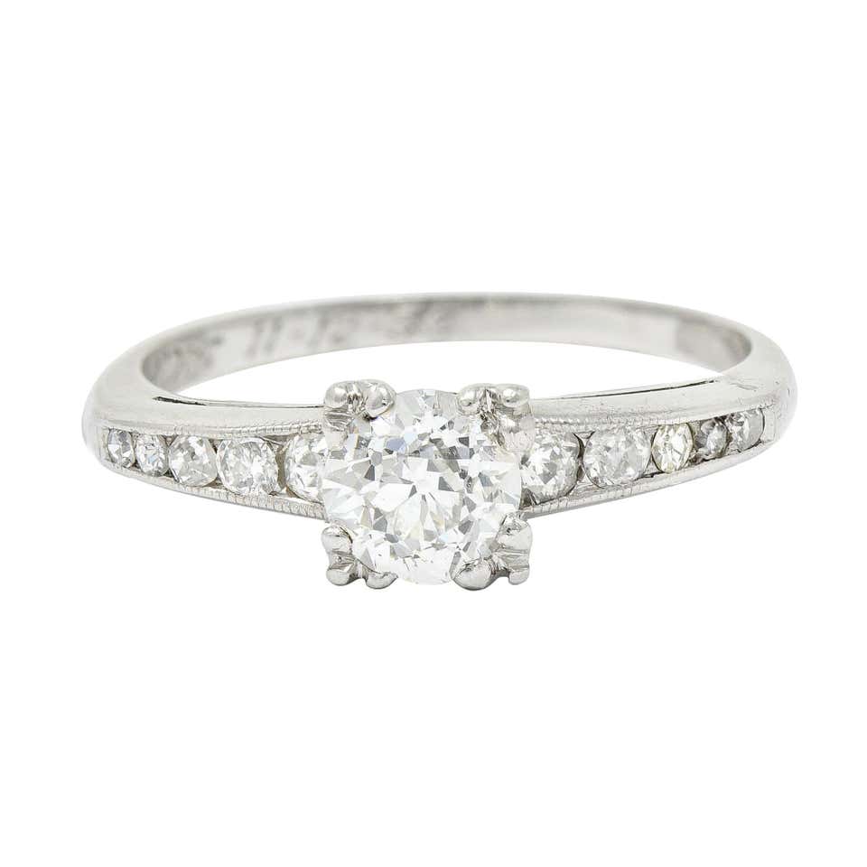 1920s Art Deco .95 Carat Old European Diamond Engagement Ring For Sale ...