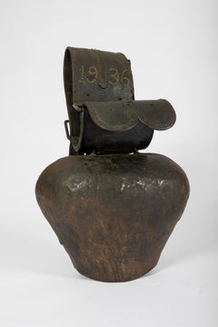1936 authentische große Schweizer Kuhglocke mit Lederriemen