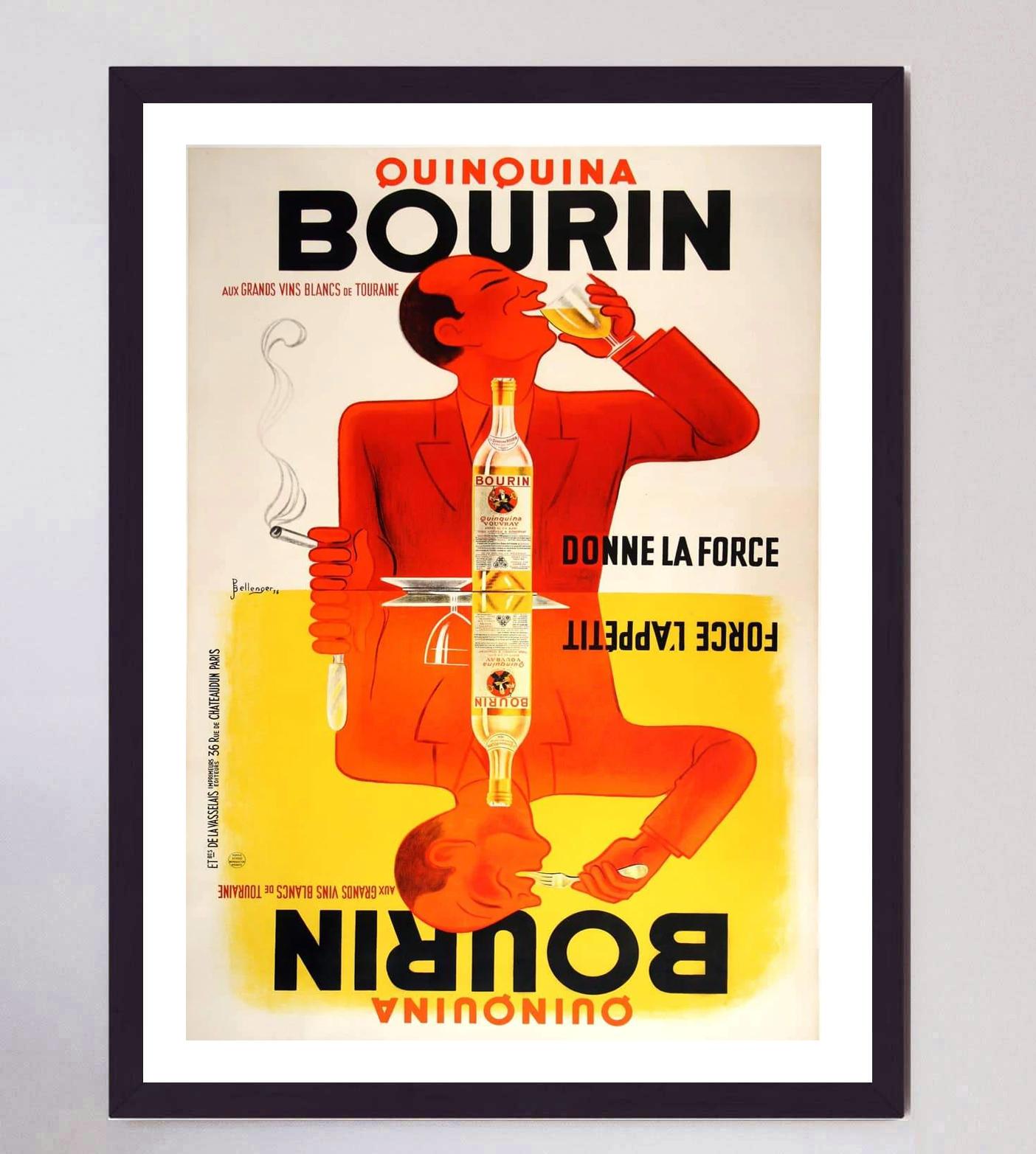 Mid-20th Century 1936 Bourin Quinquina Original Vintage Poster