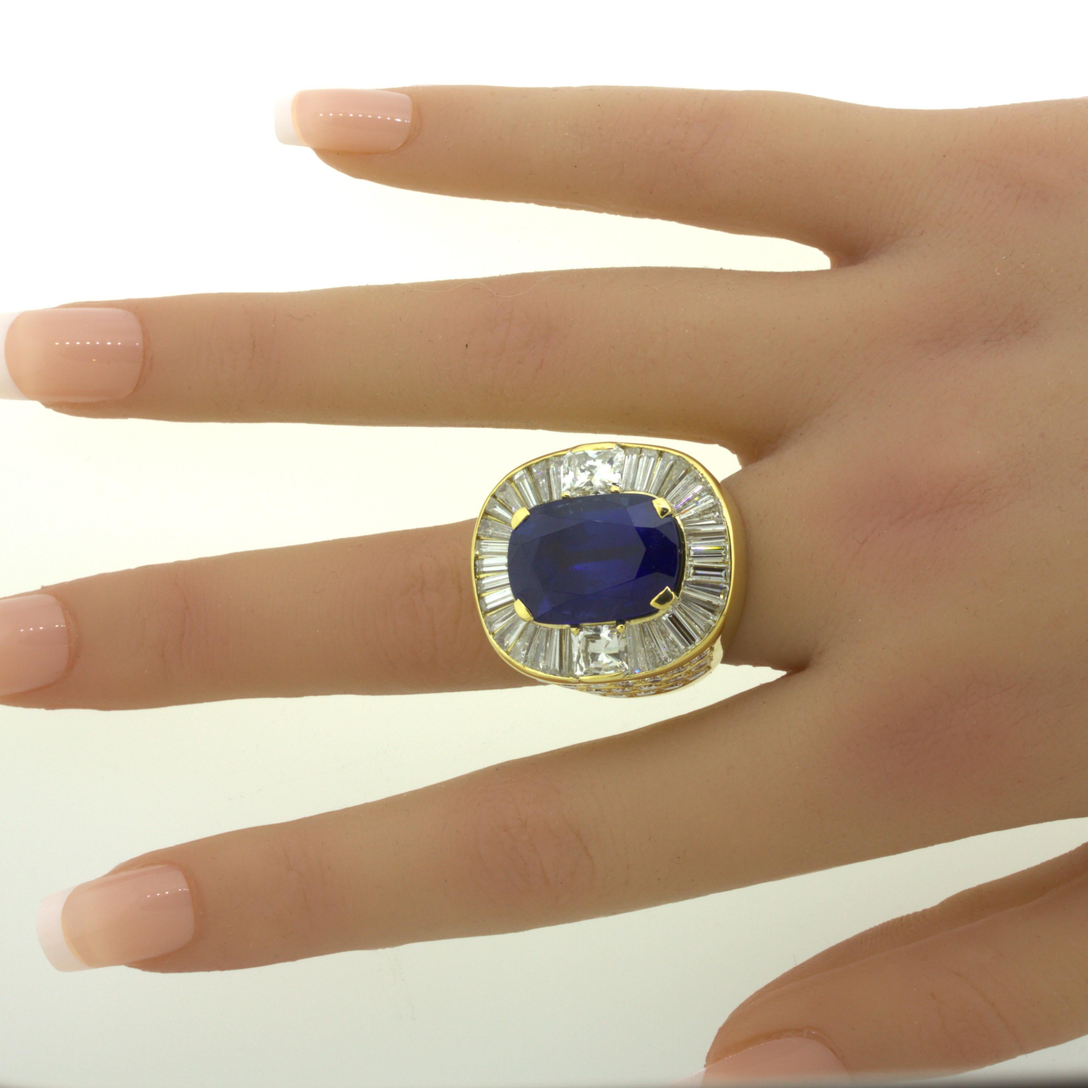 19.36 Carat Ceylon Sapphire Diamond 18K Yellow Gold Cocktail Ring, GIA Certified For Sale 7