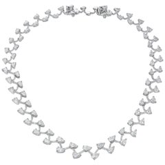 19.36 Carat Pear Round Brilliant Diamond 18 Karat White Gold Necklace
