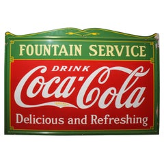 Vintage 1936 Coca-Cola Porcelain Fountain Service Sign