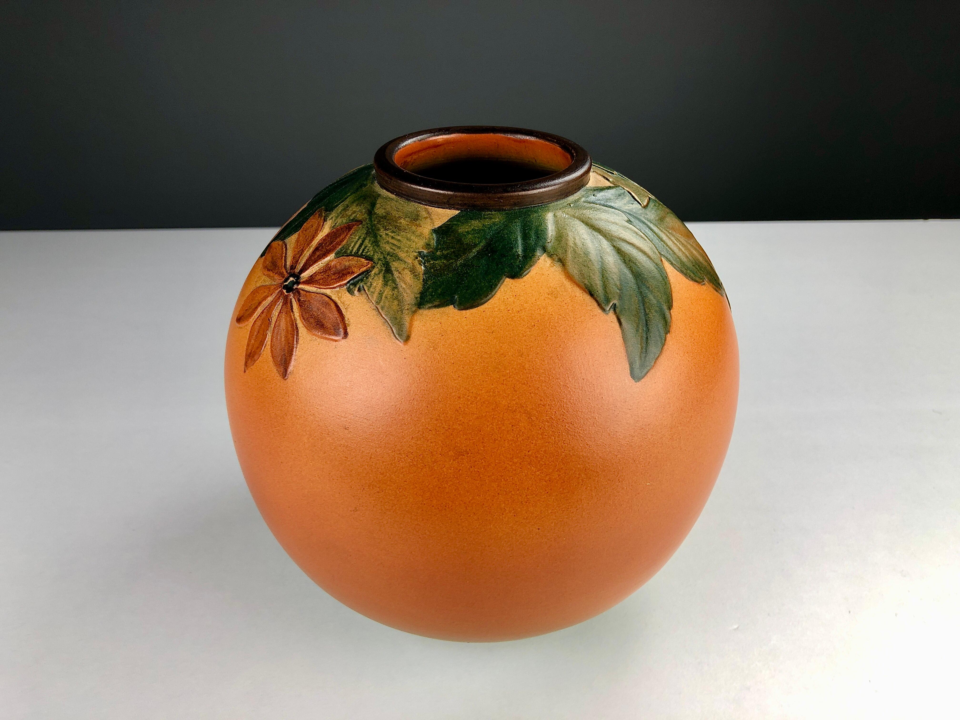 1930´s Art Nouveau Flower Decorated Vase by Axel Sorensen for P. Ipsens