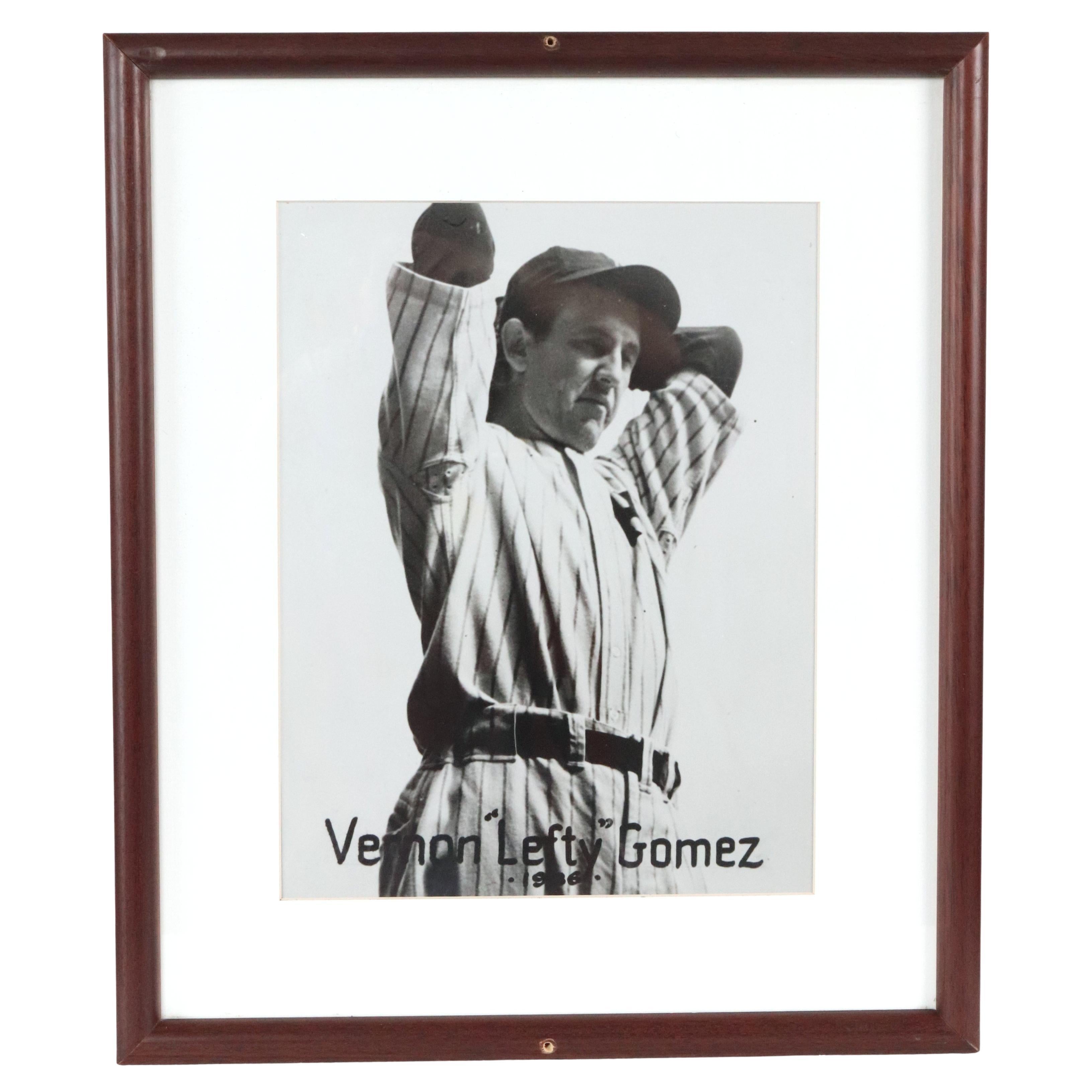 1936 Gerahmte Baseball-Spieler Vernon Lefty Gomez Fotografie im Angebot