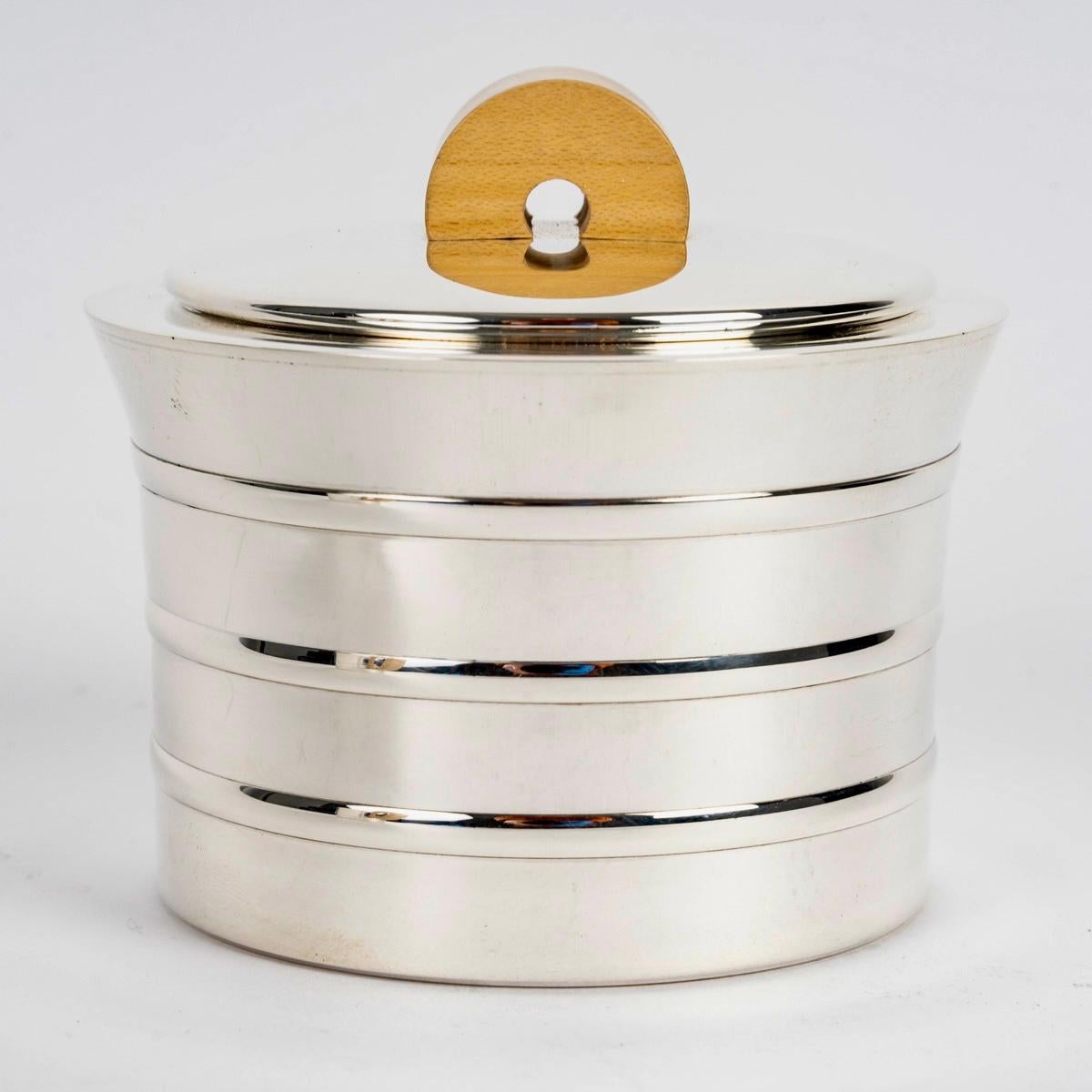 1936 Jean Puiforcat Art Deco Tea & Coffee Set Epsilon Sterling Silver And Walnut 5