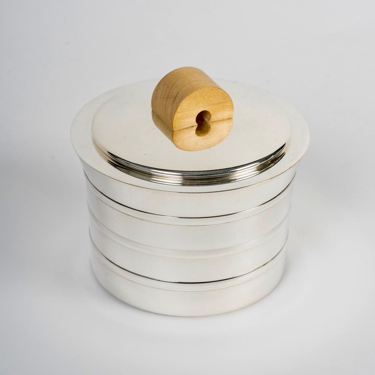 Mid-20th Century 1936 Jean Puiforcat Art Deco Tea & Coffee Set Epsilon Sterling Silver And Walnut