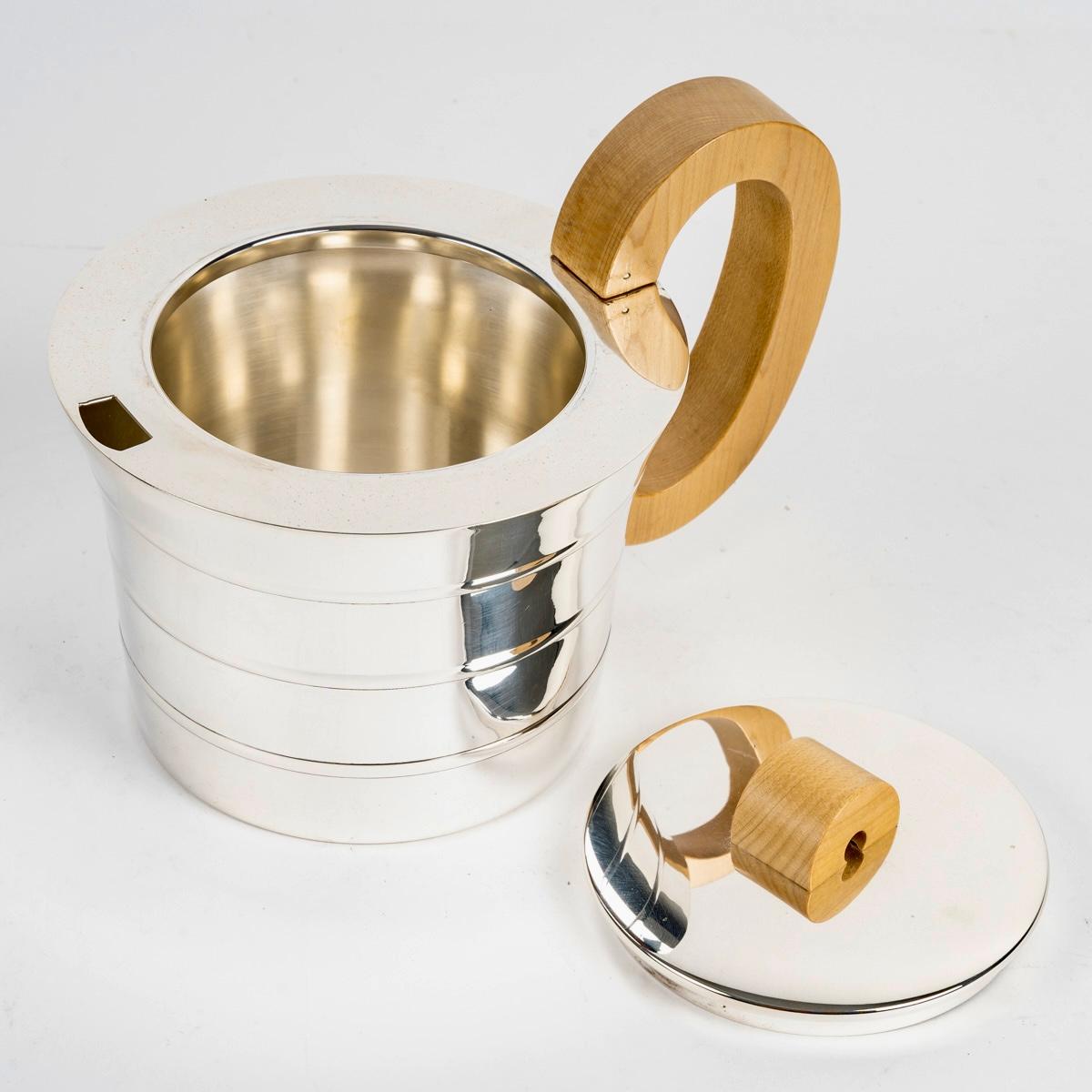 Mid-20th Century 1936 Jean Puiforcat Art Deco Tea & Coffee Set Epsilon Sterling Silver And Walnut