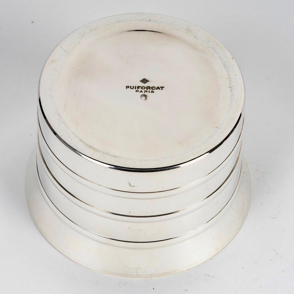 1936 Jean Puiforcat Art Deco Tea & Coffee Set Epsilon Sterling Silver And Walnut 2