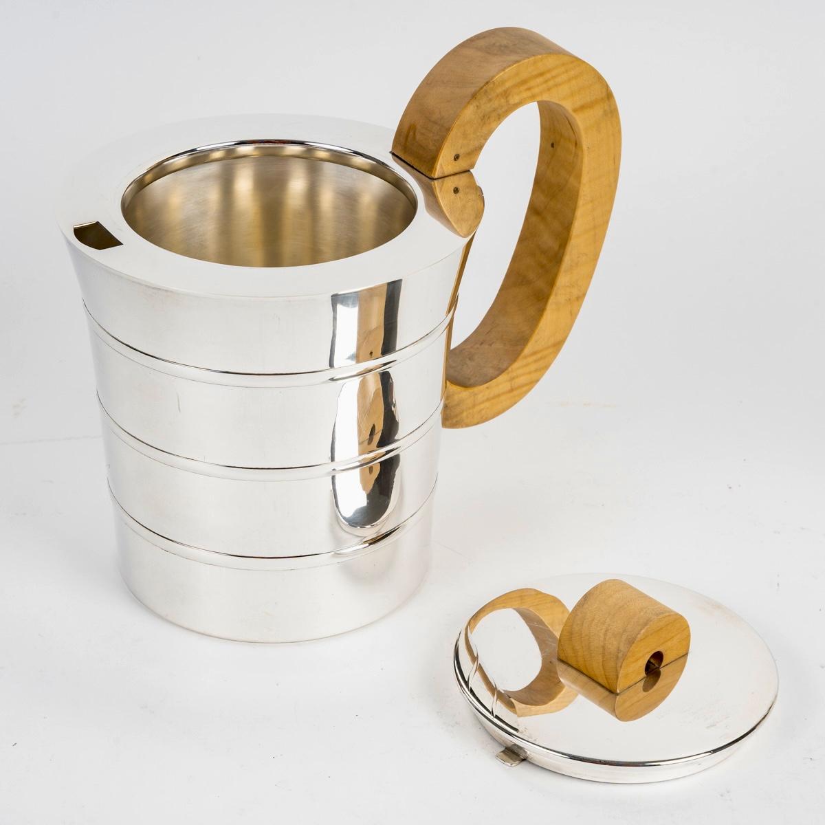 1936 Jean Puiforcat Art Deco Tea & Coffee Set Epsilon Sterling Silver And Walnut 2