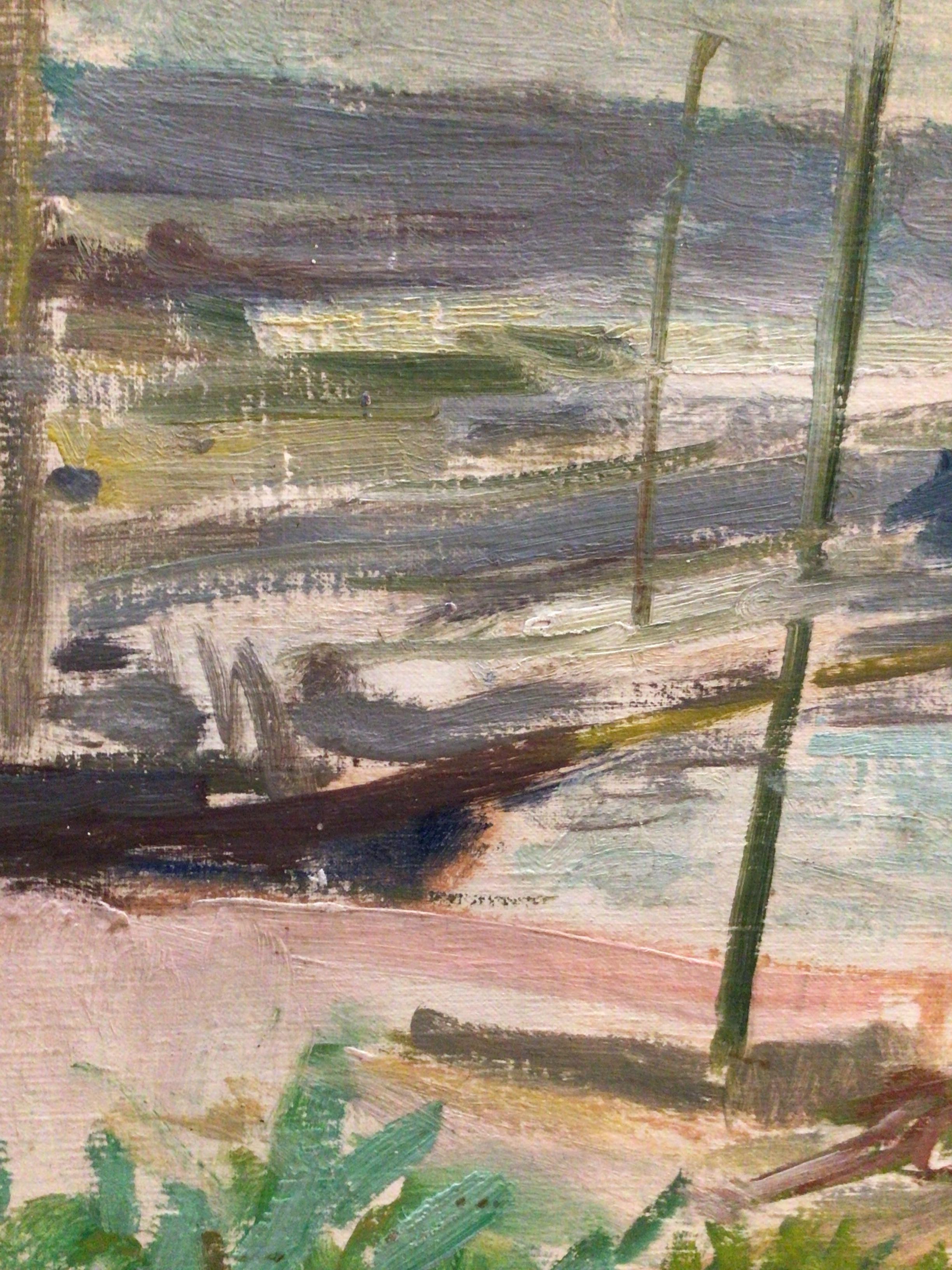Dipinto a olio su tela del 1930 di una Marina francese dell'artista svedese Gertrude de Val in vendita 2