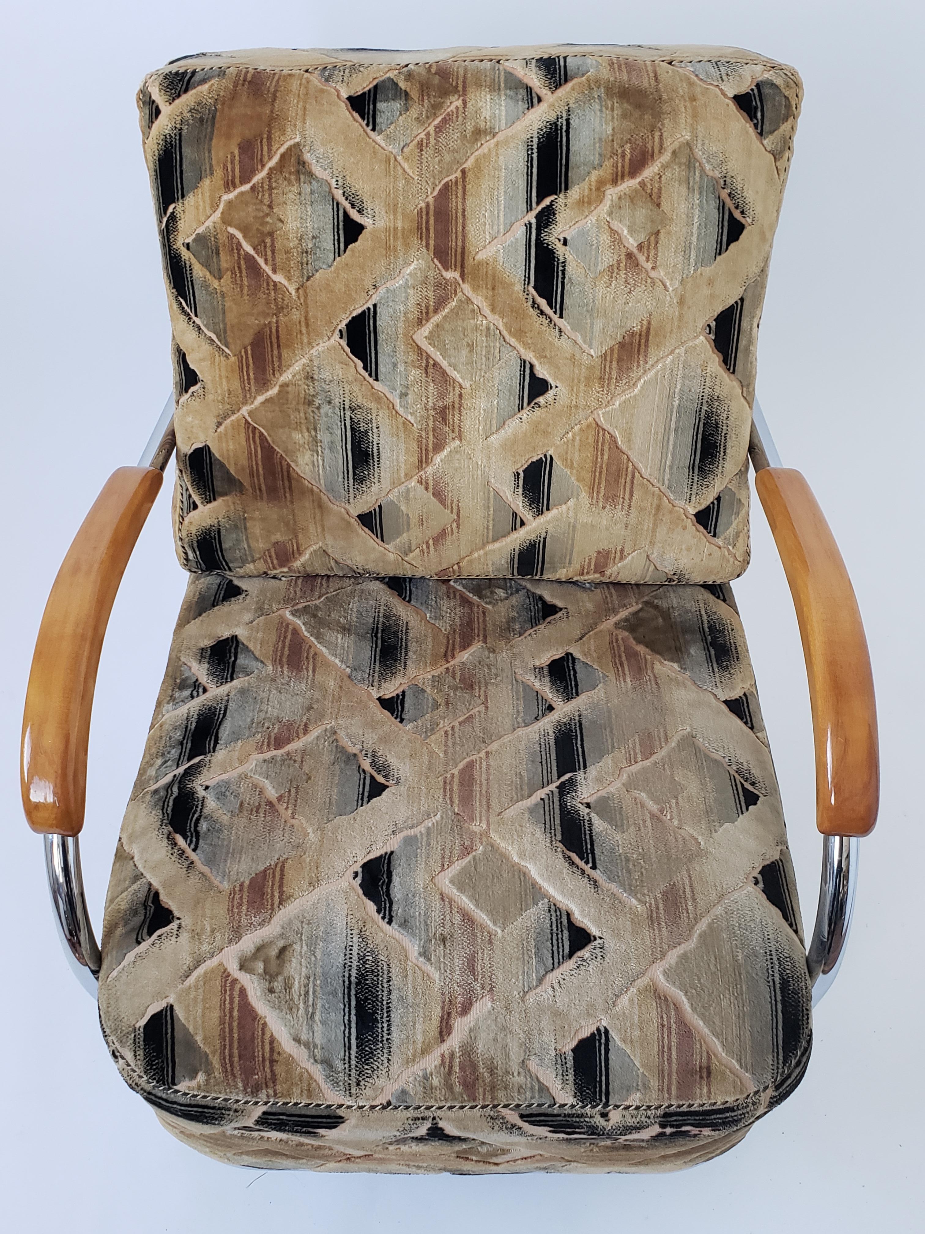 1936 Pair of Art Deco / Bauhaus Tubular Lounge Chair with Original Fabric 12