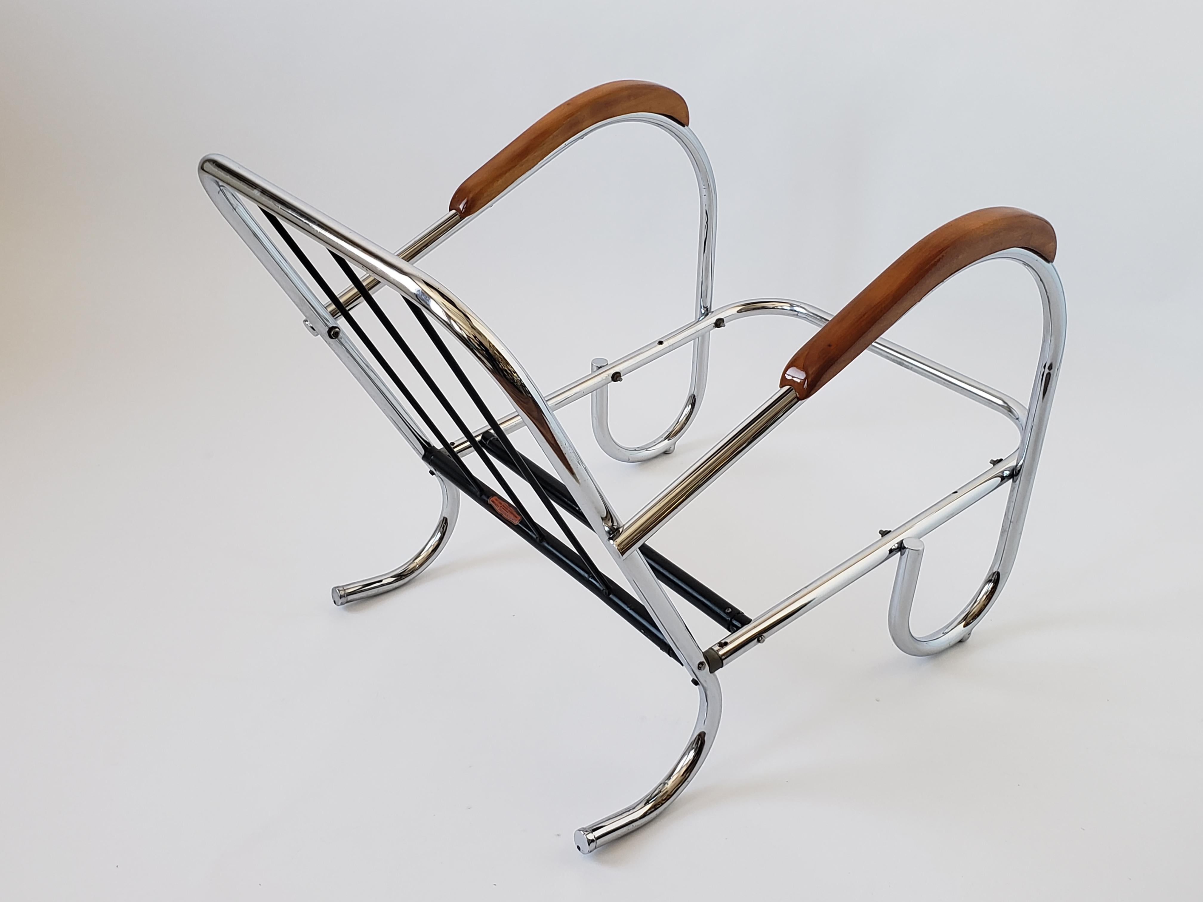 1936 Pair of Art Deco / Bauhaus Tubular Lounge Chair with Original Fabric 2