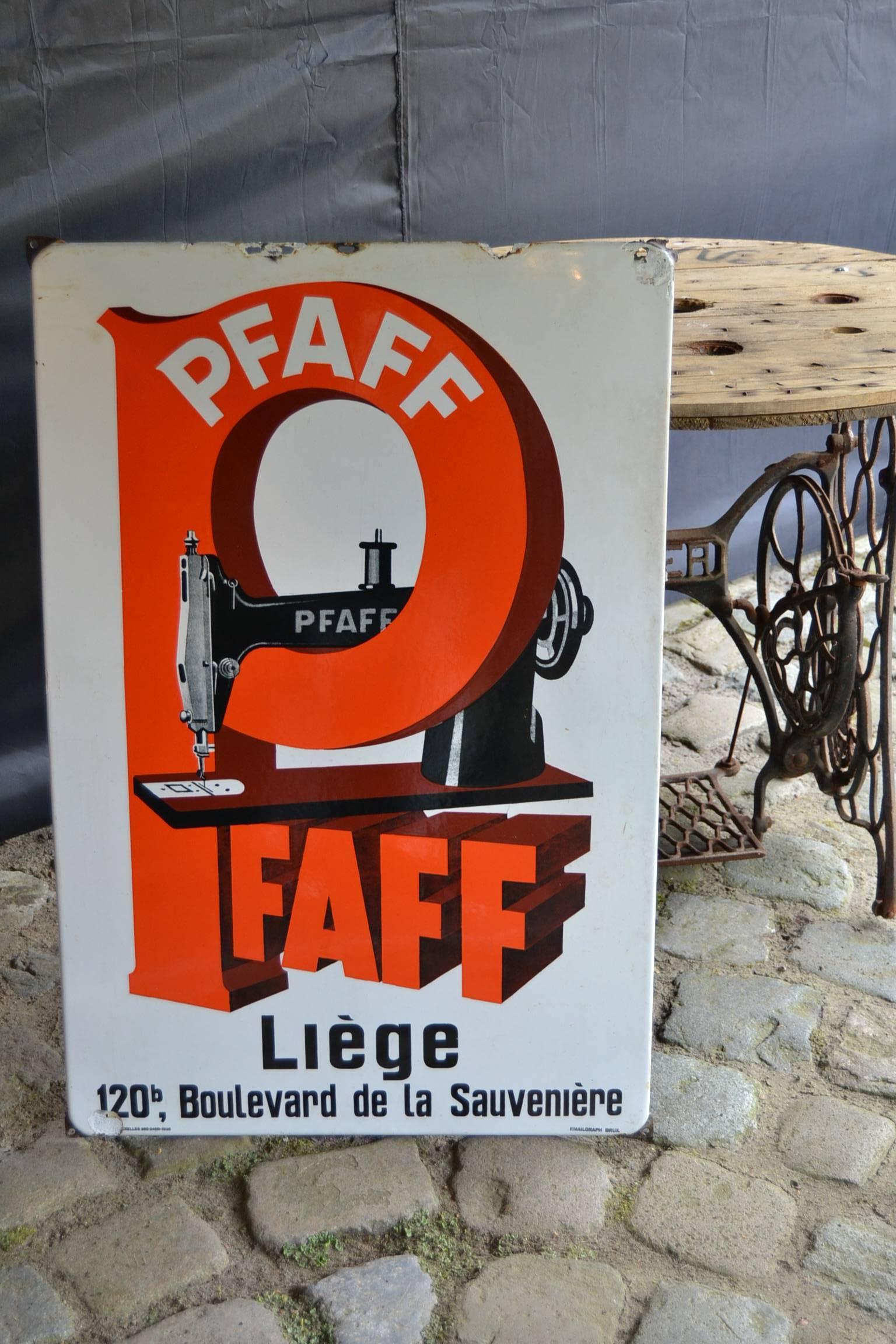 20th Century 1936 Porcelain Advertising Sign for Sewing Machines Pfaff