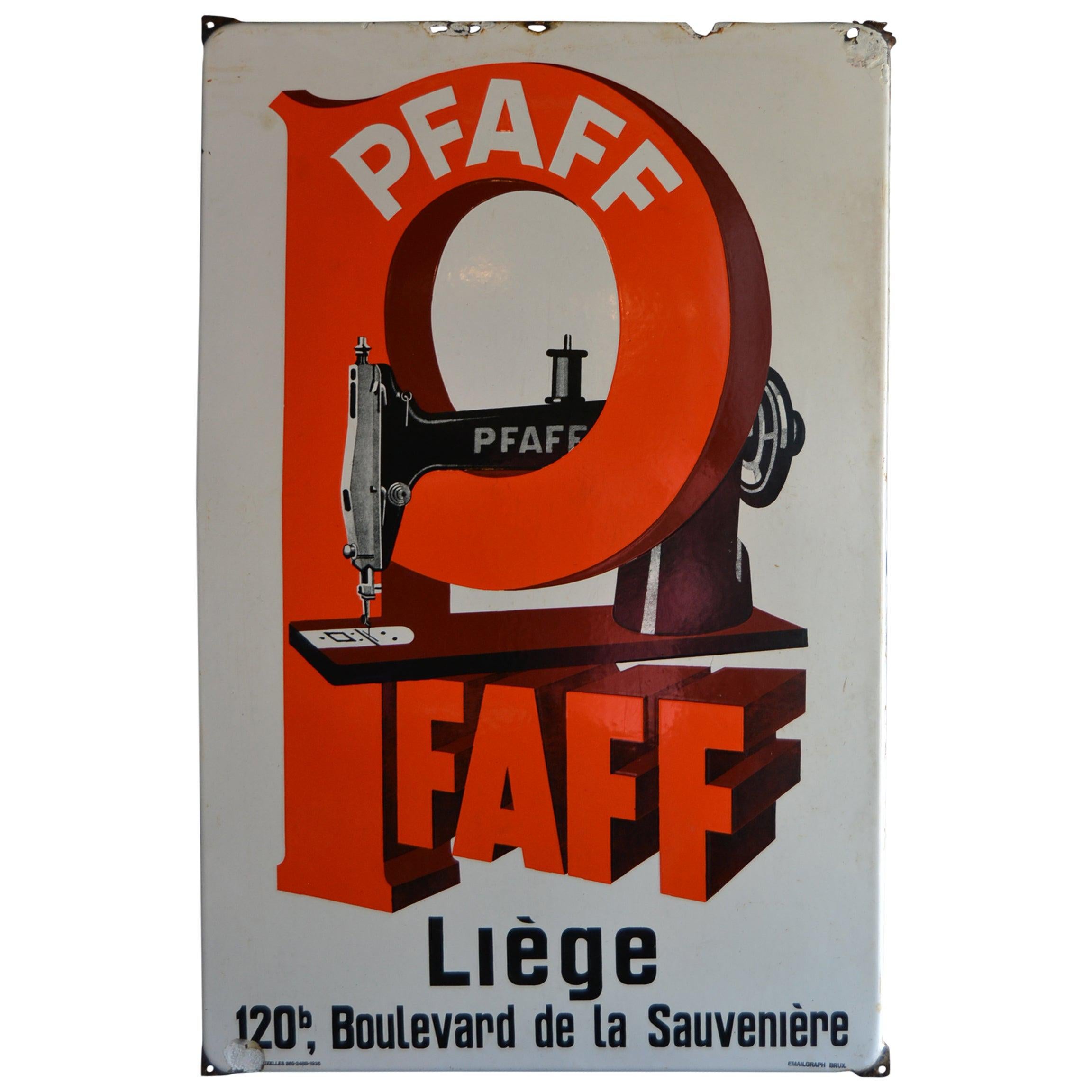 1936 Porcelain Advertising Sign for Sewing Machines Pfaff