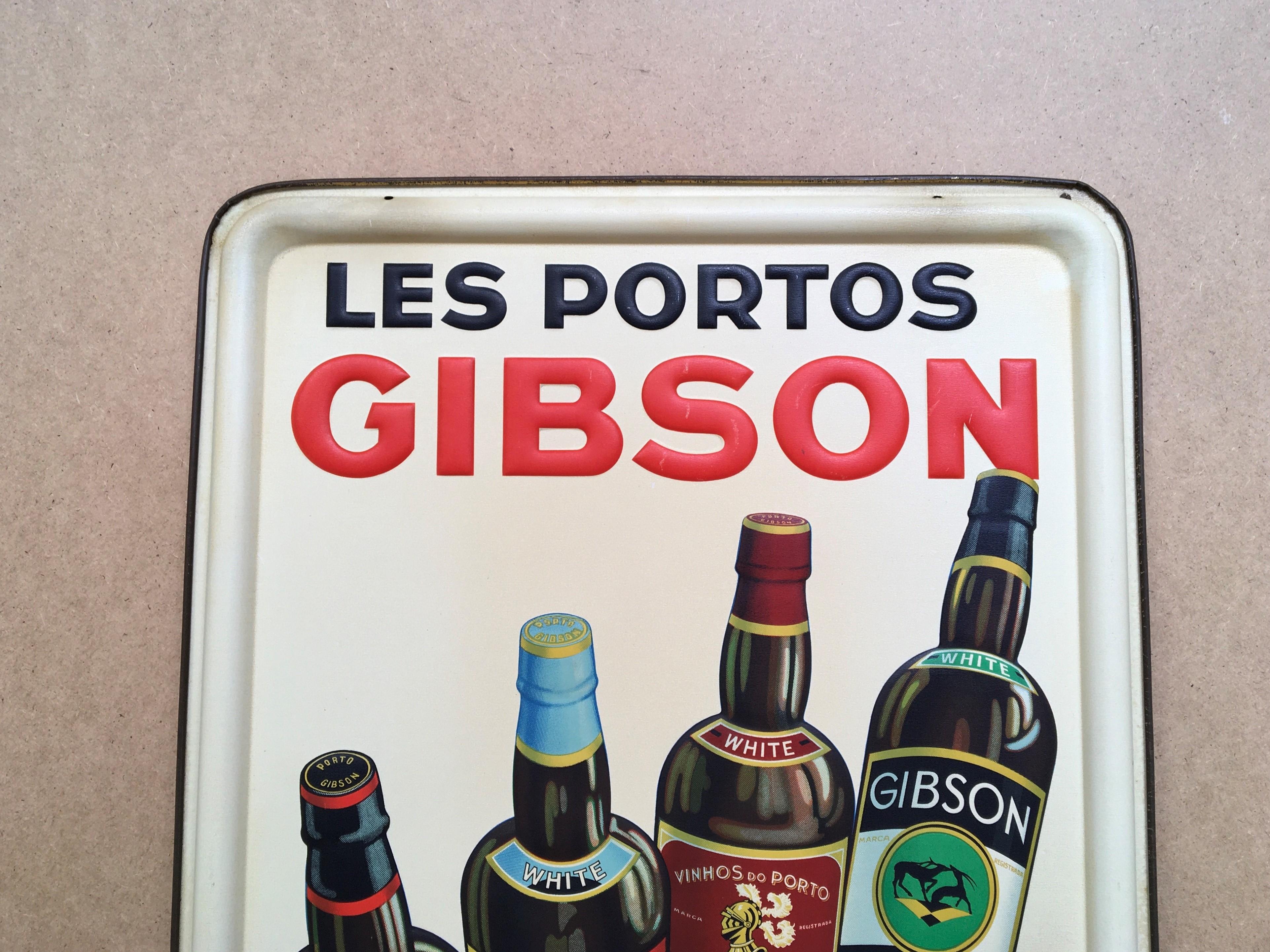 Européen Panneau de port de 1936, Les Portos Gibson, une boisson d'appétit en vente
