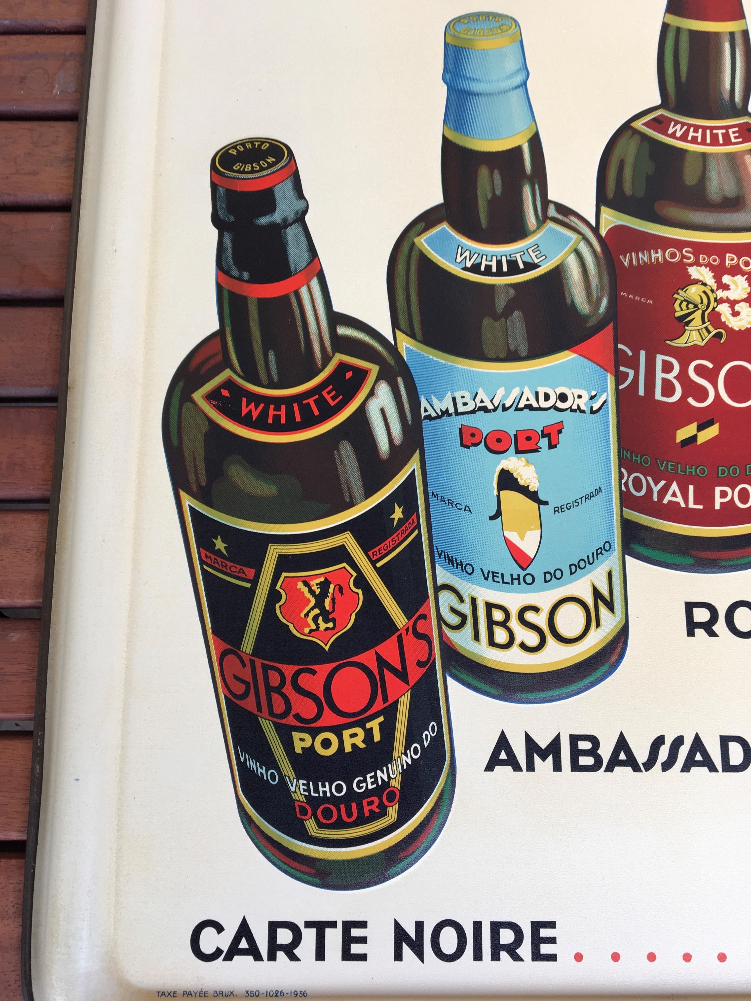 Panneau de port de 1936, Les Portos Gibson, une boisson d'appétit en vente 1