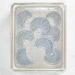 1936 René Lalique, Box Bluets Clear Glass with Blue Patina