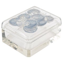 1936 René Lalique, Box Bluets Klarglas mit blauer Patina